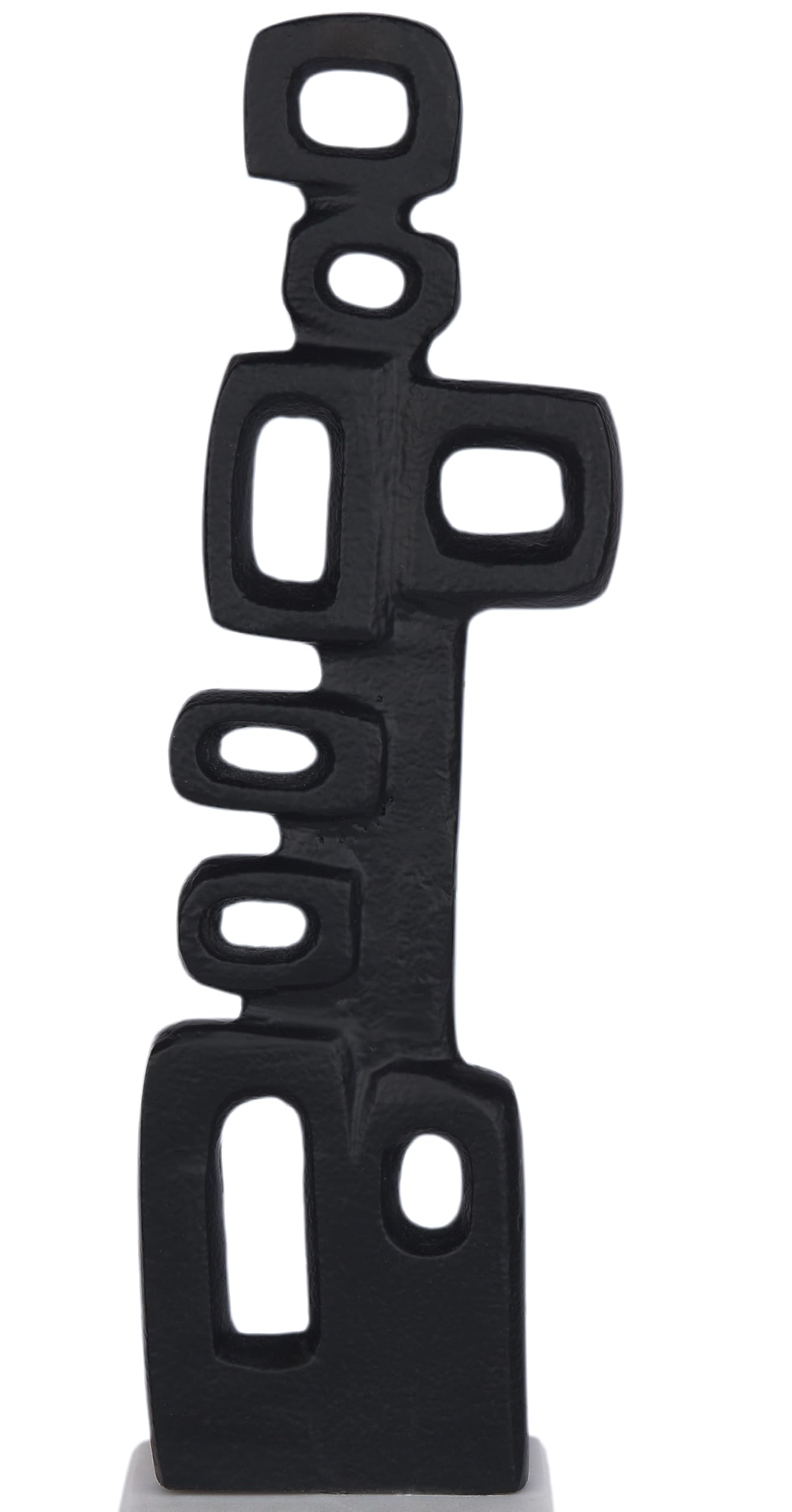 Cruiser’s Caché Abstract Geometric Sculpture, Artisan-Made Cast Aluminum with Black Anthracite Finish, Natural Marble Base, 13"