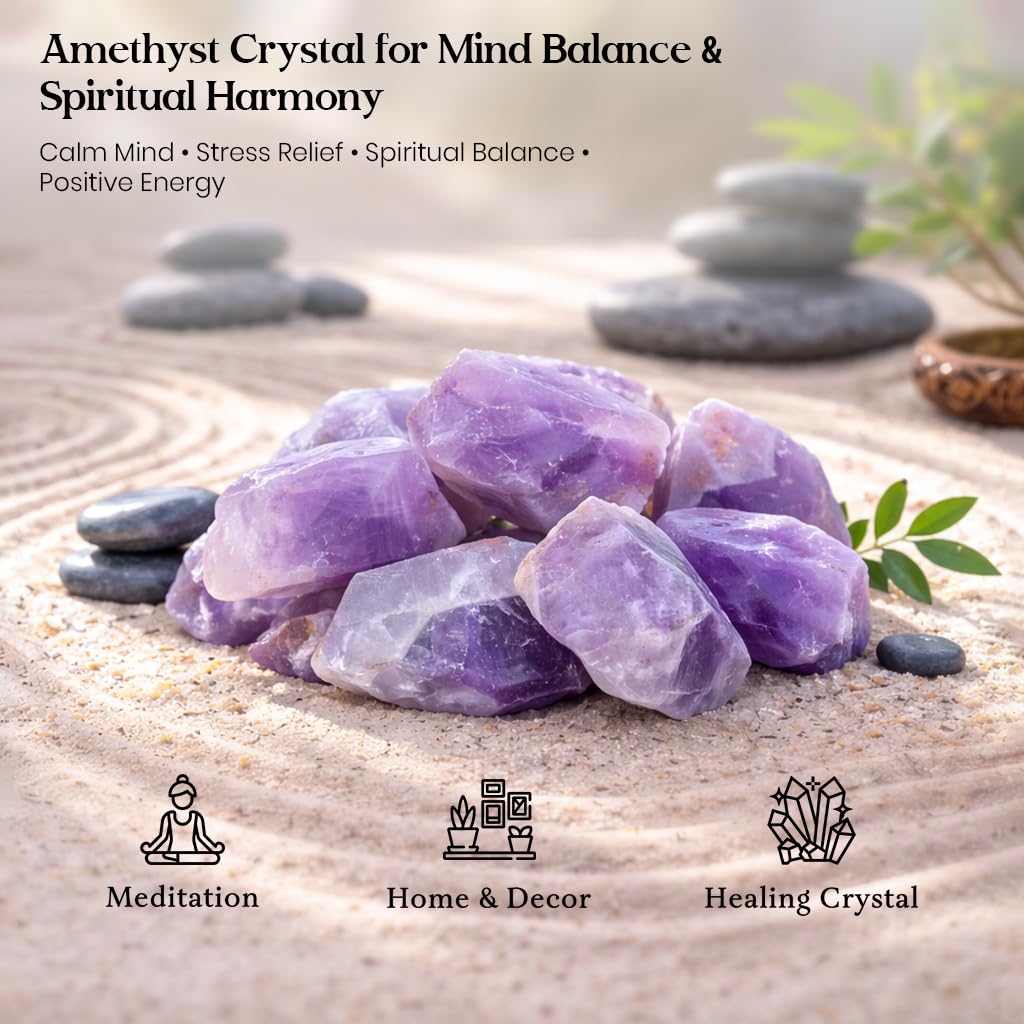 "650+ Carats, 3 Pc Amethyst Rock Rough Stone 2540 mm Raw Crystals Rock Crystals and Healing Stones Rough Gemstones Rock Collection for Beginners Used as Crystal Therapy, Meditation, Reiki"