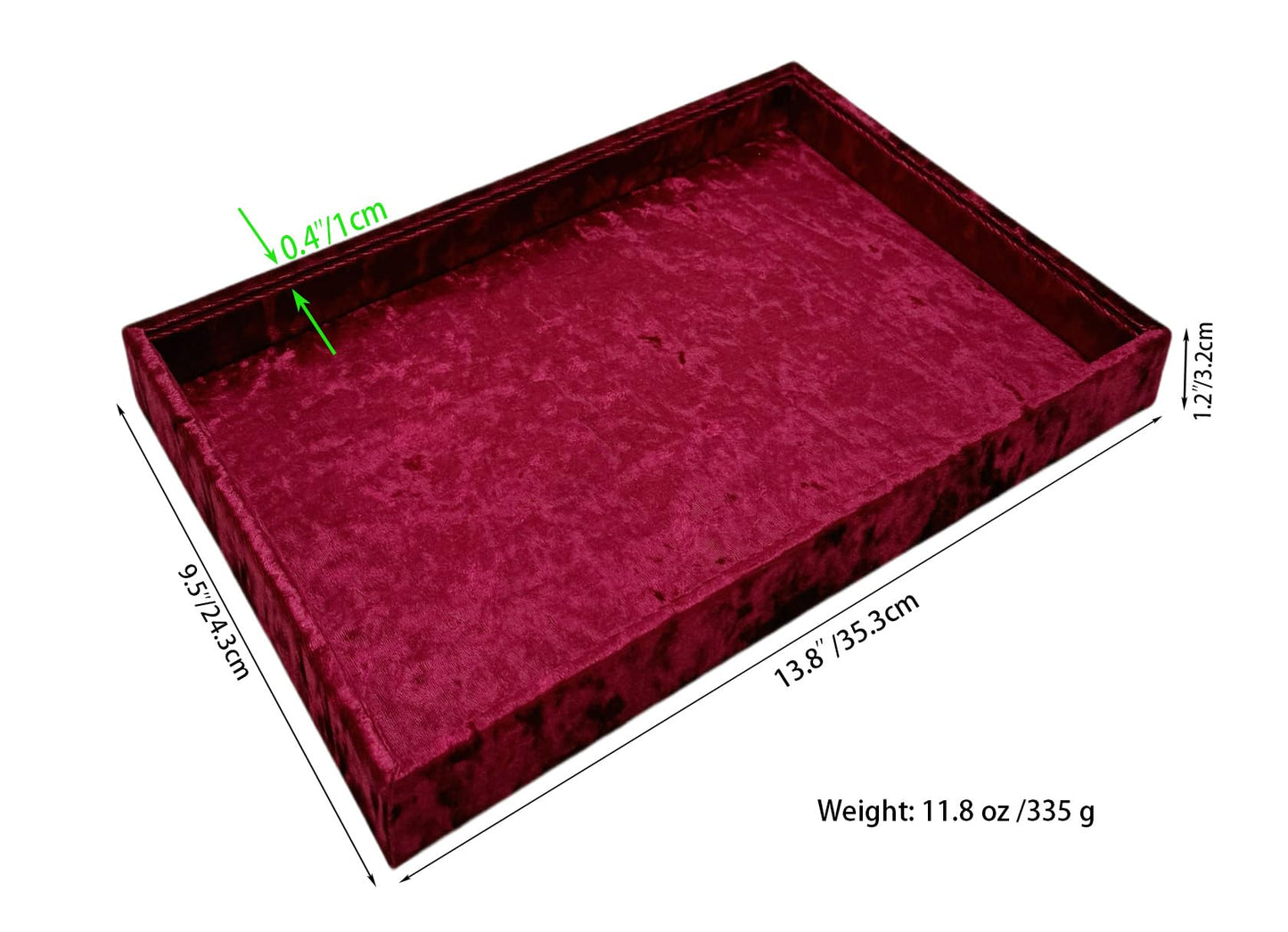 AgentMoon 2 Pieces Set Decorative Jewelry Tray,Makeup Removed Tray or Storage Tray for Eyeglasses Phone Watch Bracelet Earring.Special Velour Lining Fully Wrapped. (2PCS) (Embossed Red)