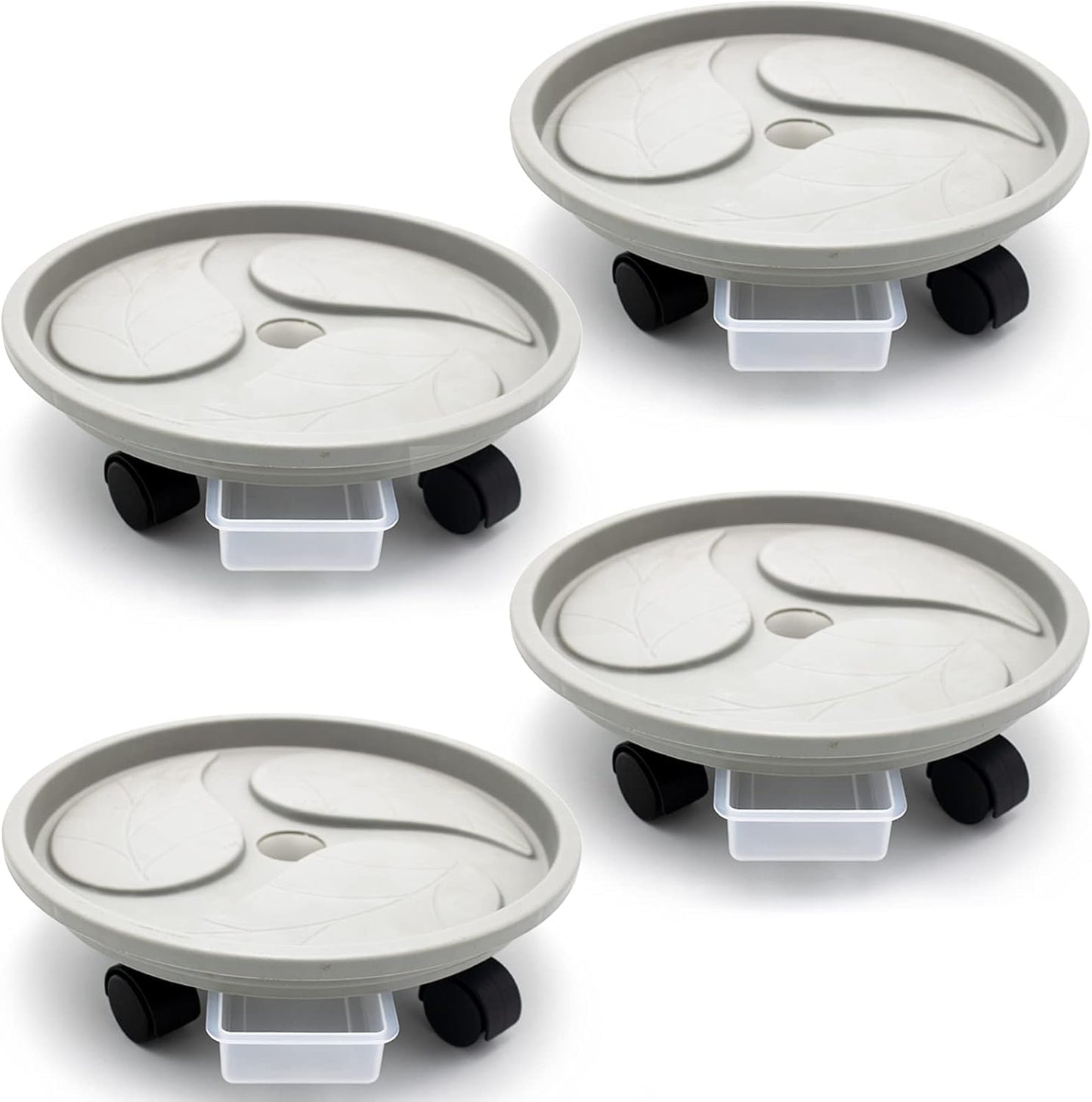 Beipoo 4 Packs 13 Inch Plant Caddy With Wheels and Drainage Tray - Round Flower Pot Mover, Garden Rolling Stand, Pallet Dolly for Heavy Duty Planter - Loading Capacity 110Lbs