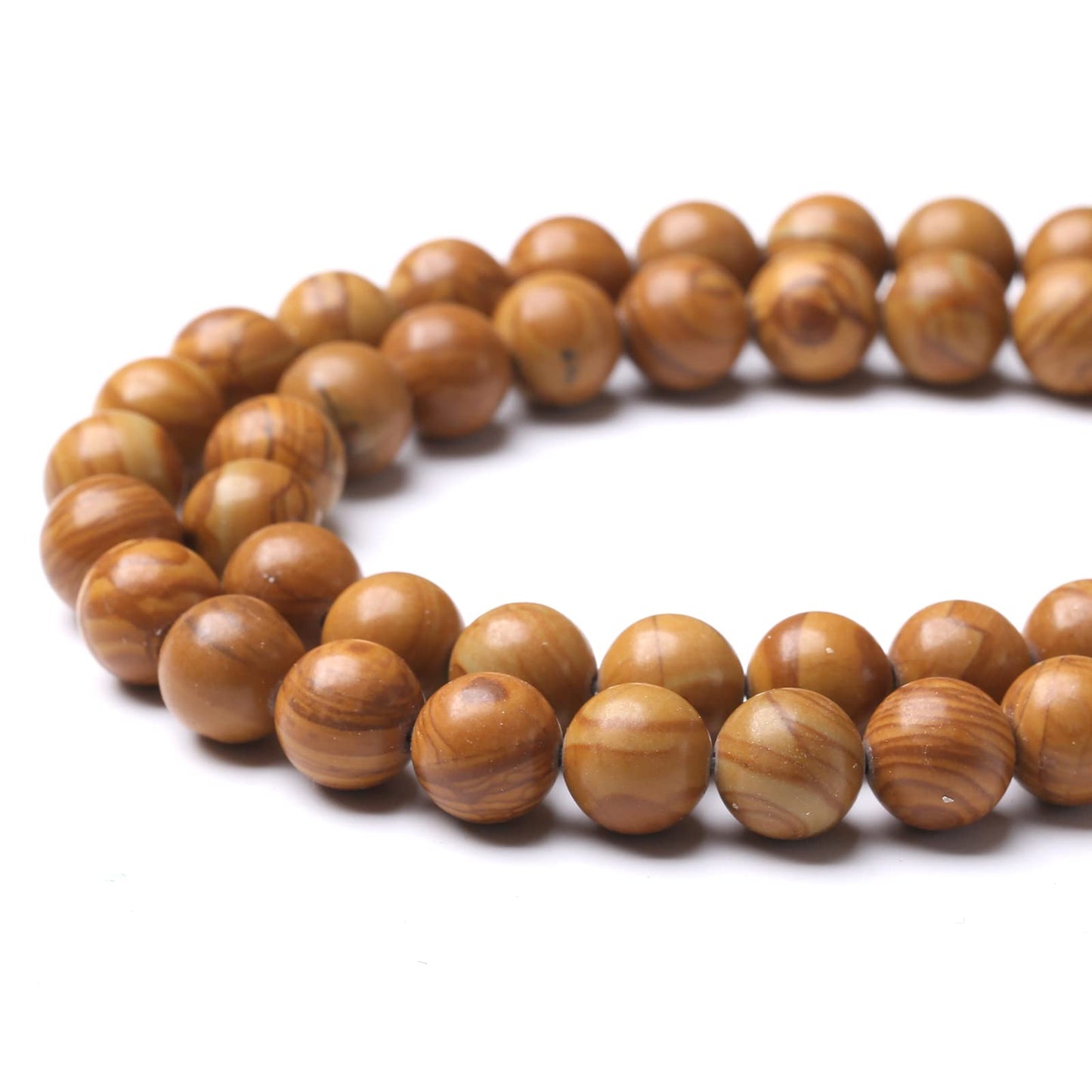 60PCS 6MM Natural Woodgrain Jasper Stone Beads Round Shape Suitable for Jewelry DIY Bracelet 15 Inches
