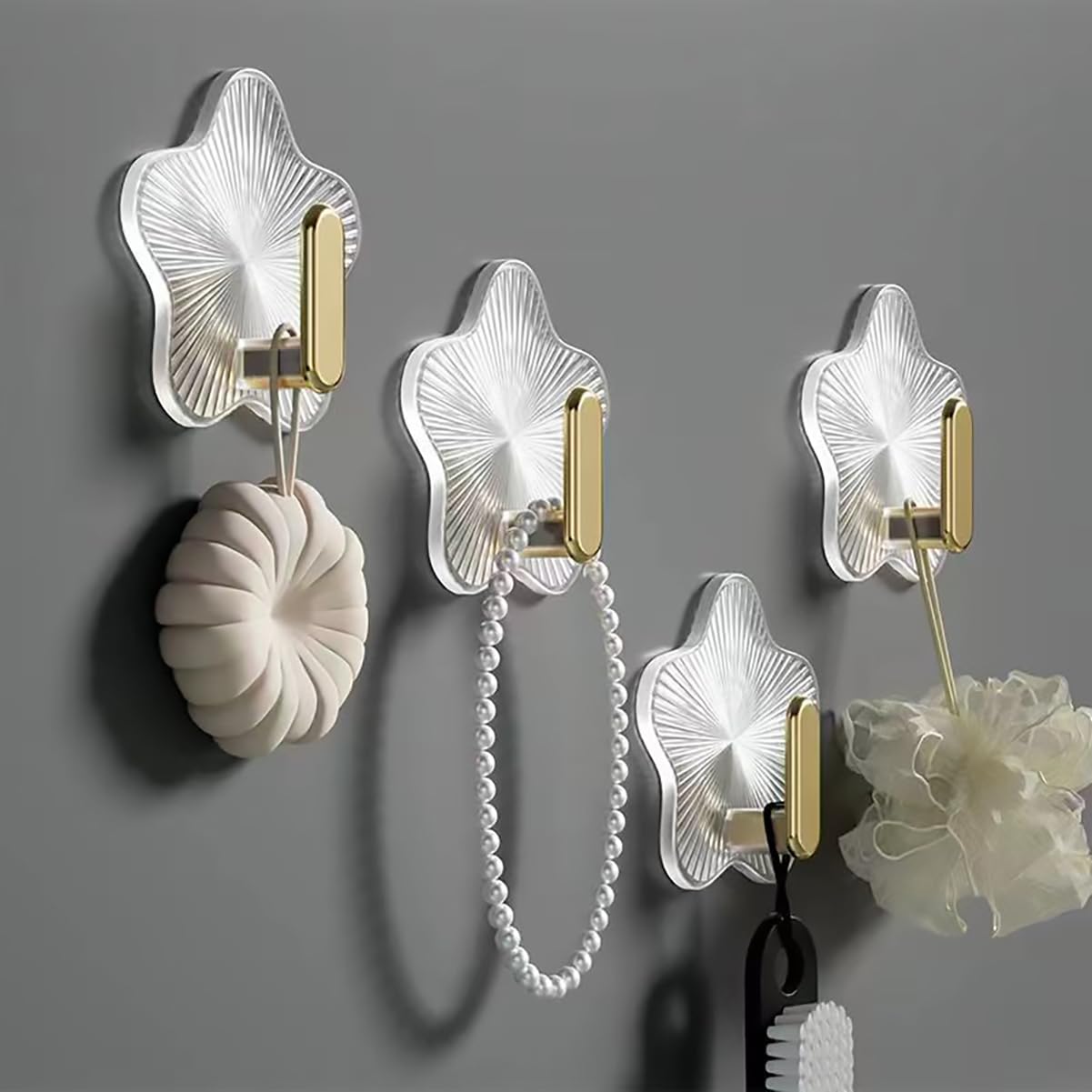 Gerderk 6 Pack Adhesive Utility Hooks, Heavy Duty 12 lbs Robe Towel Hooks Waterproof Adhesive Wall Hooks for Home Bathroom Kitchen Office and Living Room.