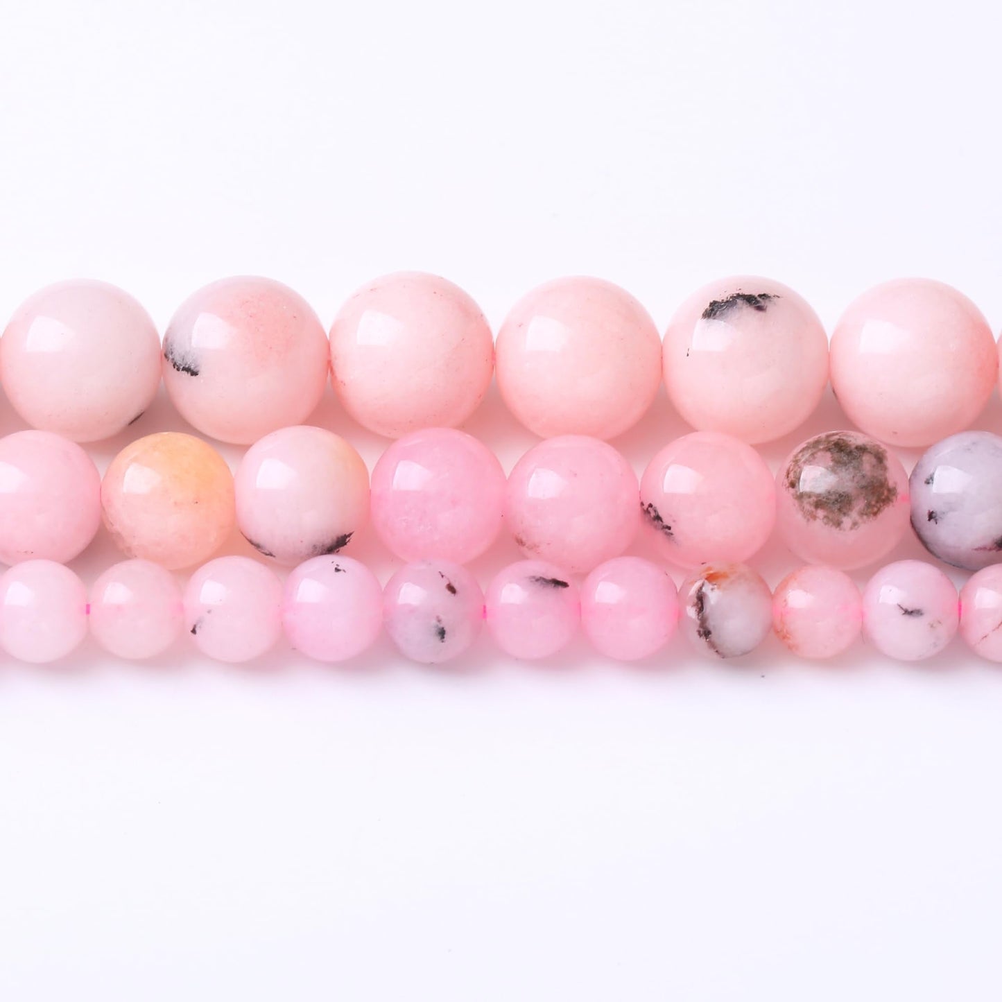 10MM Pink Bamboo Round Loose Beads Natural Gem Beads Crystal Energy Stone Beads for Jewelry Making DIY Bracelet Necklaces