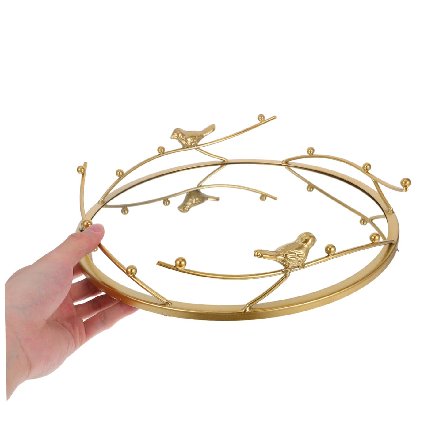 Luxshiny Elegant Round Gold Mirror Tray for Jewelry Perfume and Cosmetics Storage Home Decor