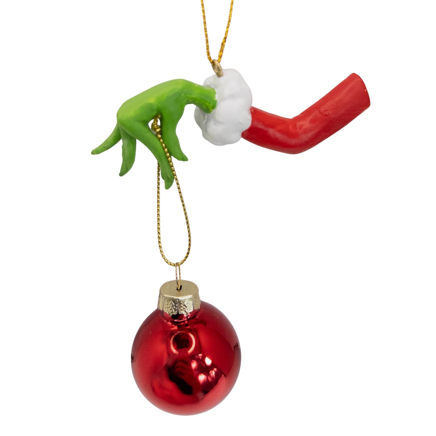 Green Monster Hand Stealing Red Bulb Christmas Tree Decoration Funny Ornament for Naughty Grinches