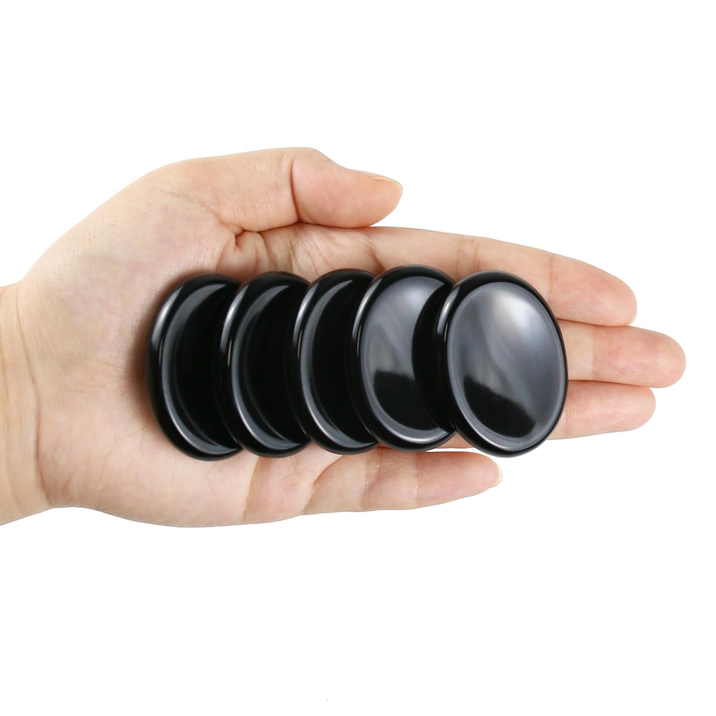 Nvzi Worry Stones Black Obsidian Crystal, Chakra Crystals and Healing Stones, Oval Palm Stone, Thumb Stone, Crystals for Beginners, Spiritual Gifts for Women, Meditation Accessories (1PCS)