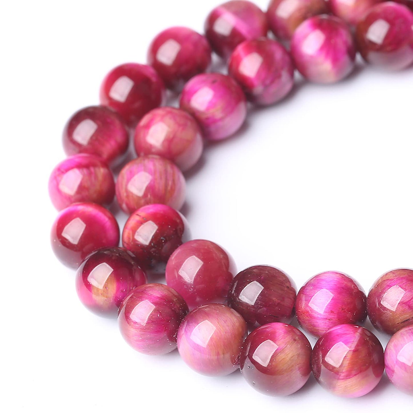 Natural Rose Red Tiger Eye Beads for Jewelry Making Round Loose Stone Beads Semi-Precious DIY Bracelet Necklace 10mm