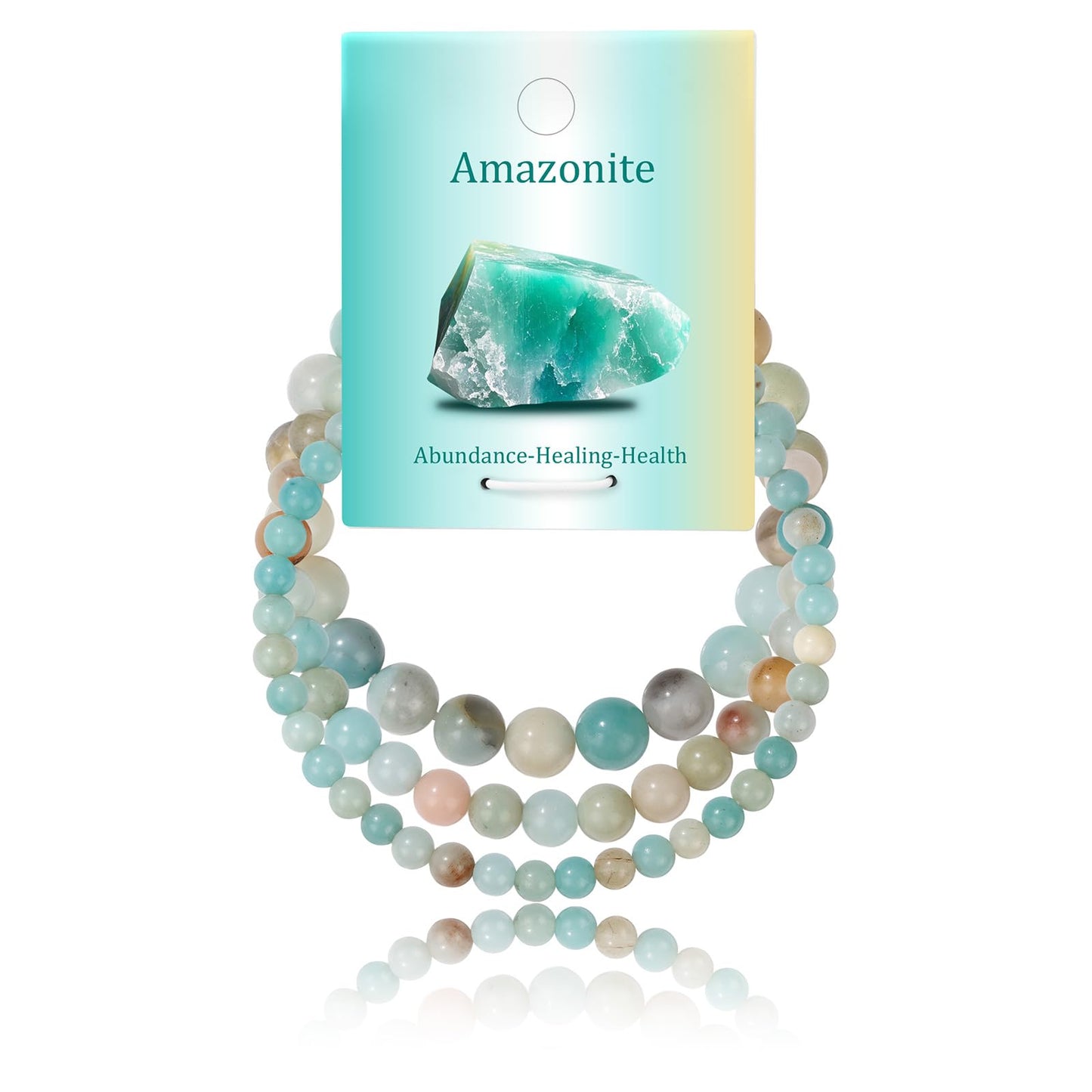 Bolinailo 3Pcs Natural Healing Crystal Bracelets for Women Men, 4mm 6mm 8mm Beaded Stretch Bracelet Set, Amazonite Natural Stone Gemstone Jewelry Gifts for Meditation, Reiki & Yoga