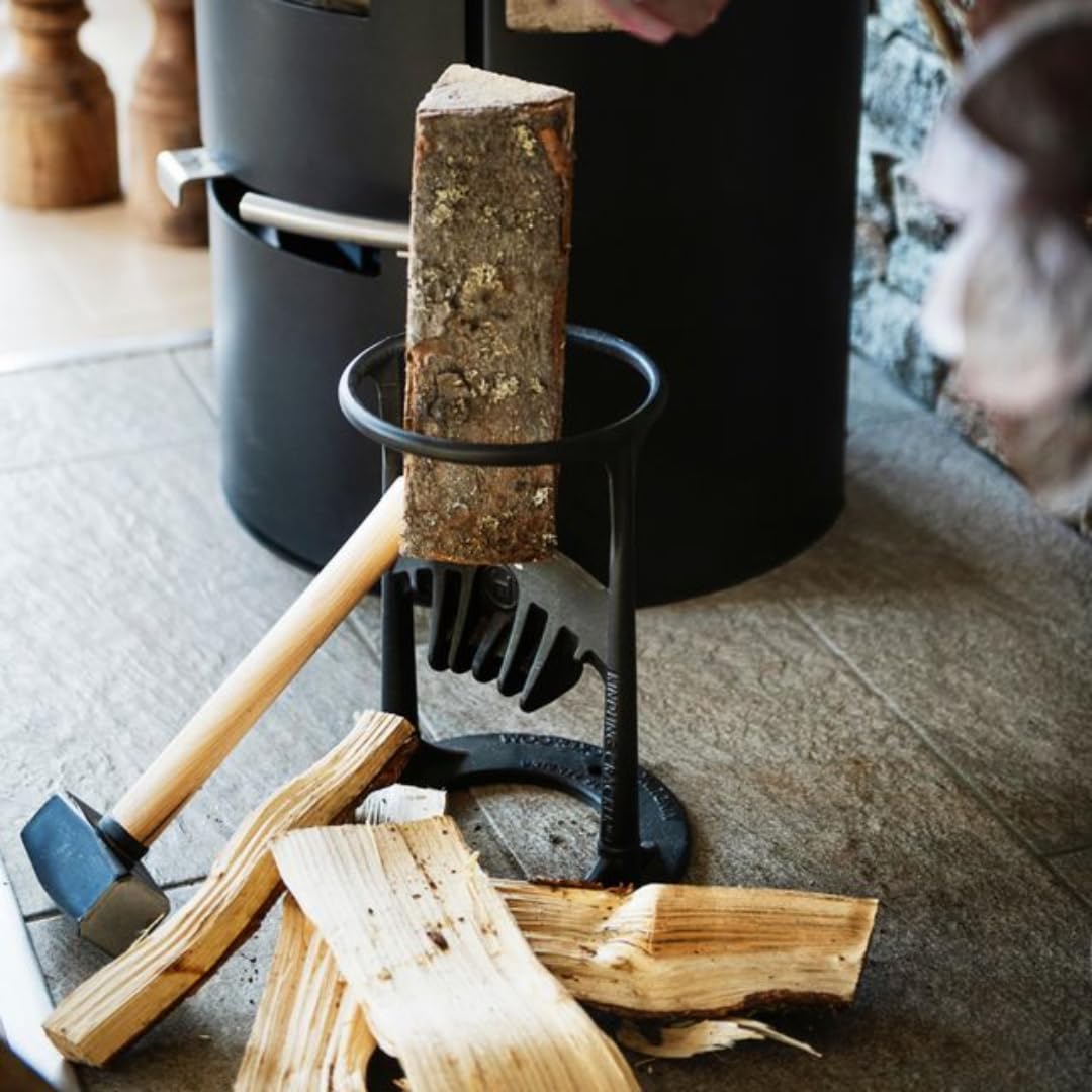 Kindling Cracker Firewood Kindling Splitter — Original Cast Iron Wood Splitting Wedge, 6.5" Safety Ring, Large 12" Frame, No Axe Needed, New Zealand Designed & Australian Made