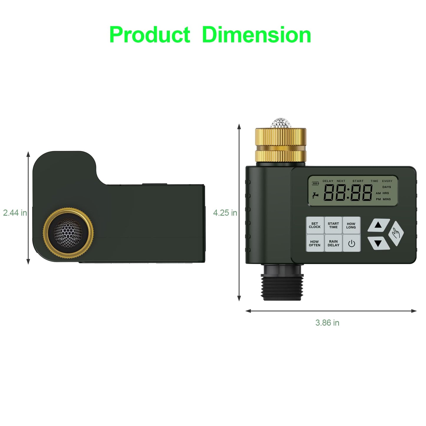Hose Faucet Water Timer for Outdoor Garden with Brass Inlet, Ortis Programmable Sprinkler Timer with Rain Delay/Manual/Automatic Mode, IP67 Leak-Proof Design for Lawn Yard, 1 Outlet