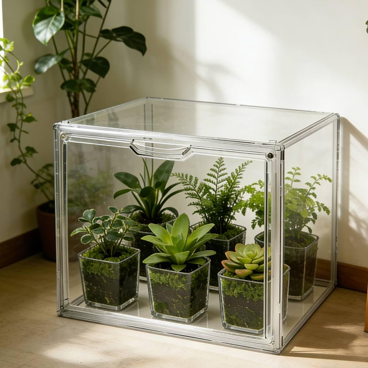 Mini Greenhouse for Indoor, Clear Stackable Green House with Magnetic Waterproof Door for Small Plants