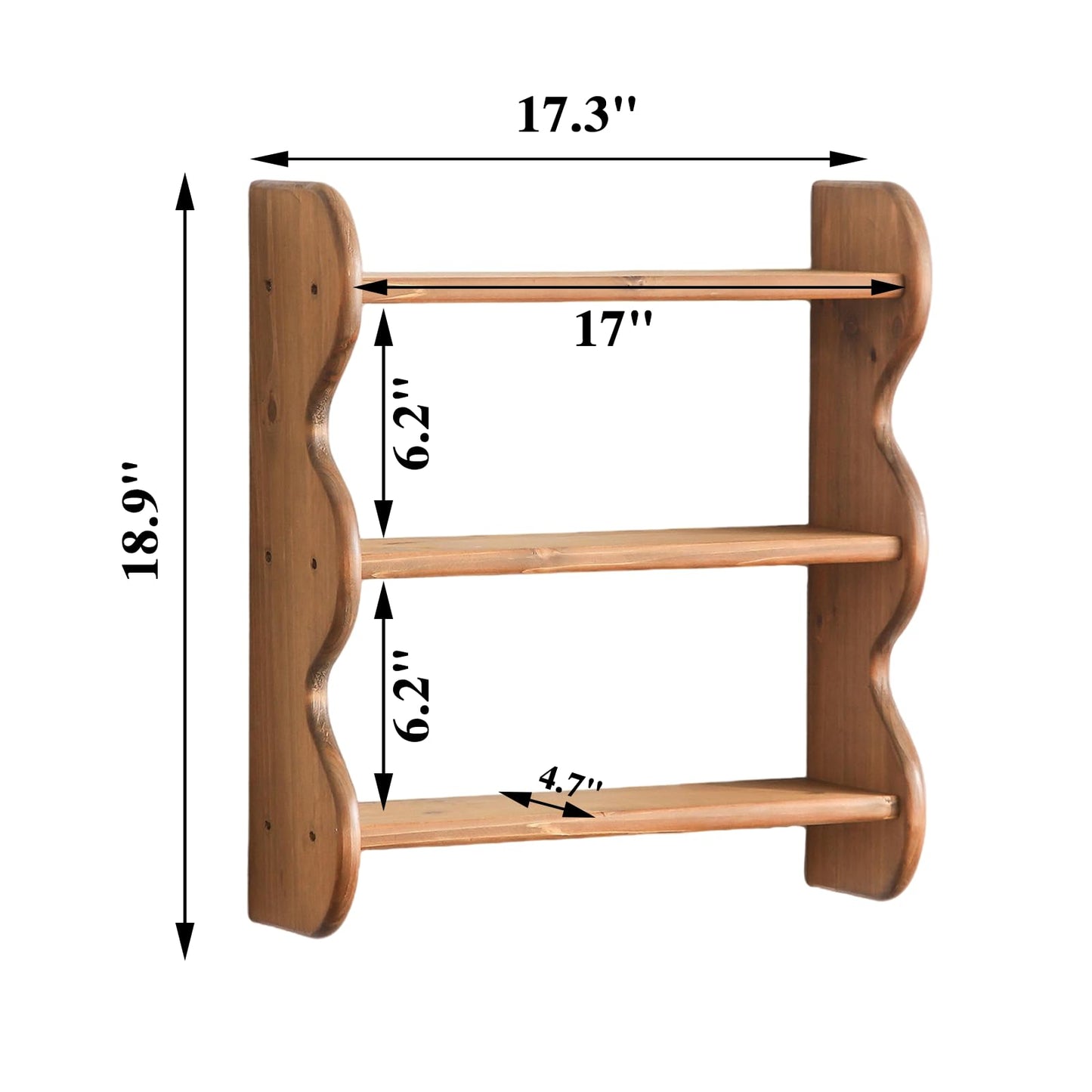 HuiDao 100% Solid Wood Wall Shelf 3-Tier, Rustic Floating Shelves Wall Mounted Storage Rack, Farmhouse Decor Hanging Shelf Display Shelves for Apartment, Living Room and Bedroom