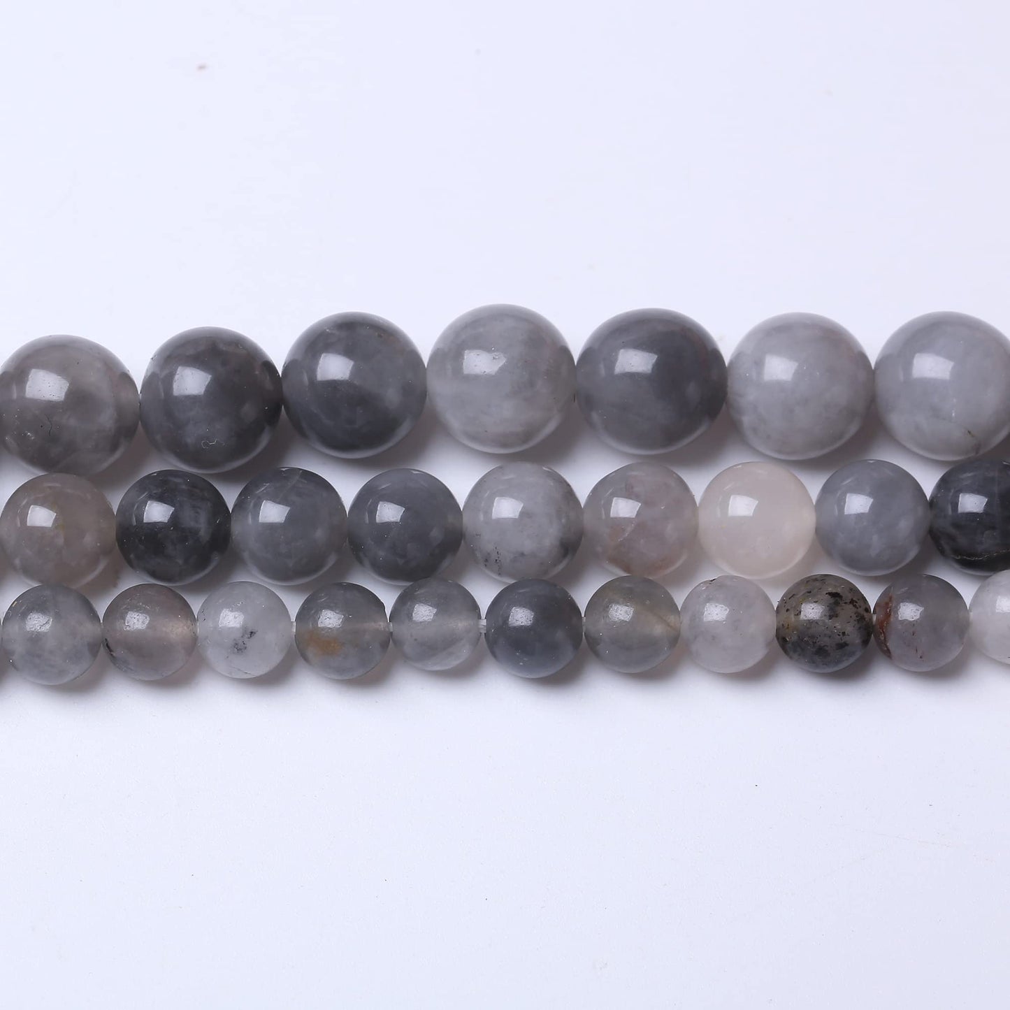 10MM Grey Crystal Round Loose Beads Natural Gem Beads Crystal Energy Stone Beads for Jewelry Making DIY Bracelet Necklace