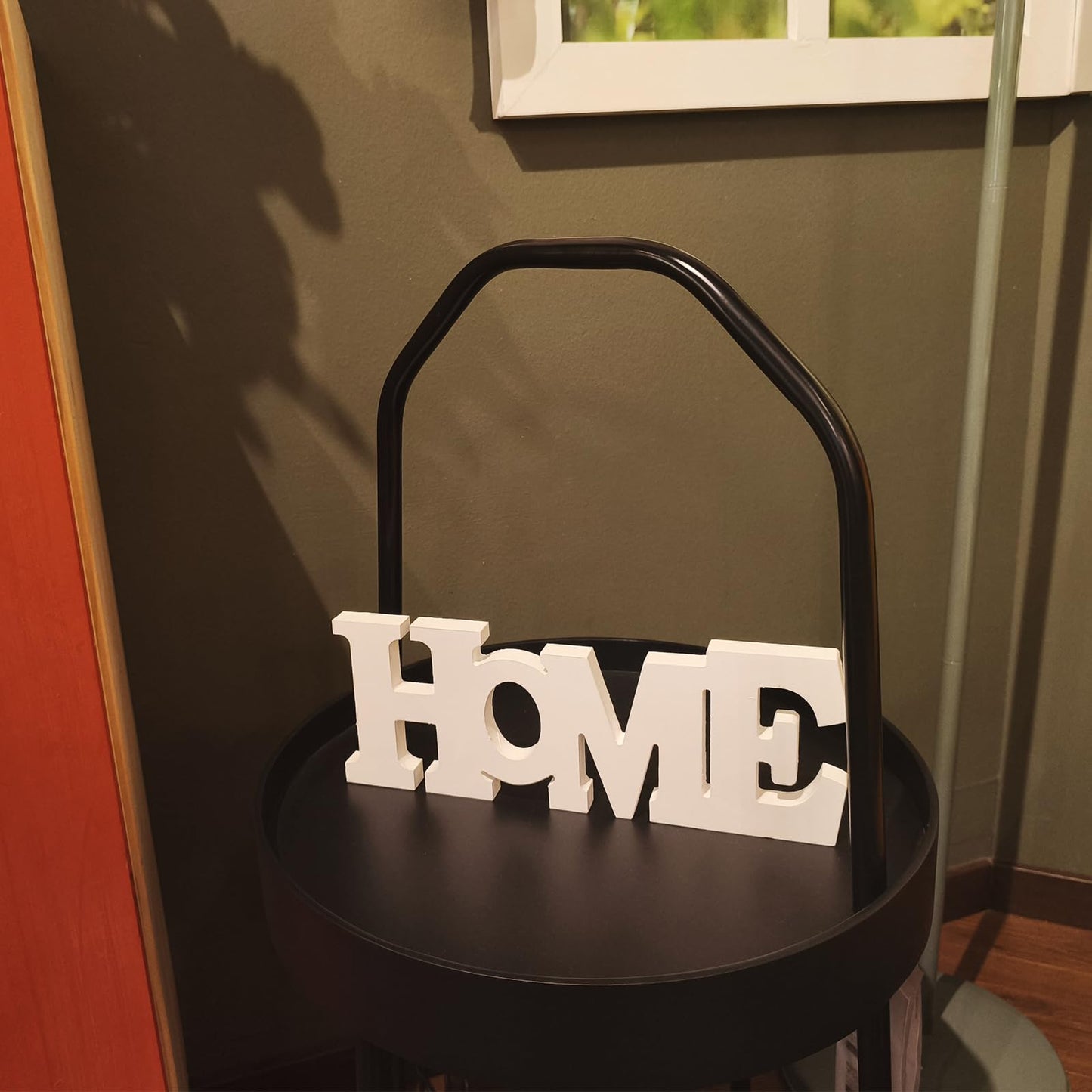 Wooden Blocks Wall and Table Top Decor: Freestanding Letter HOME Sign for Living Room, Entryway or Party Decor (White)