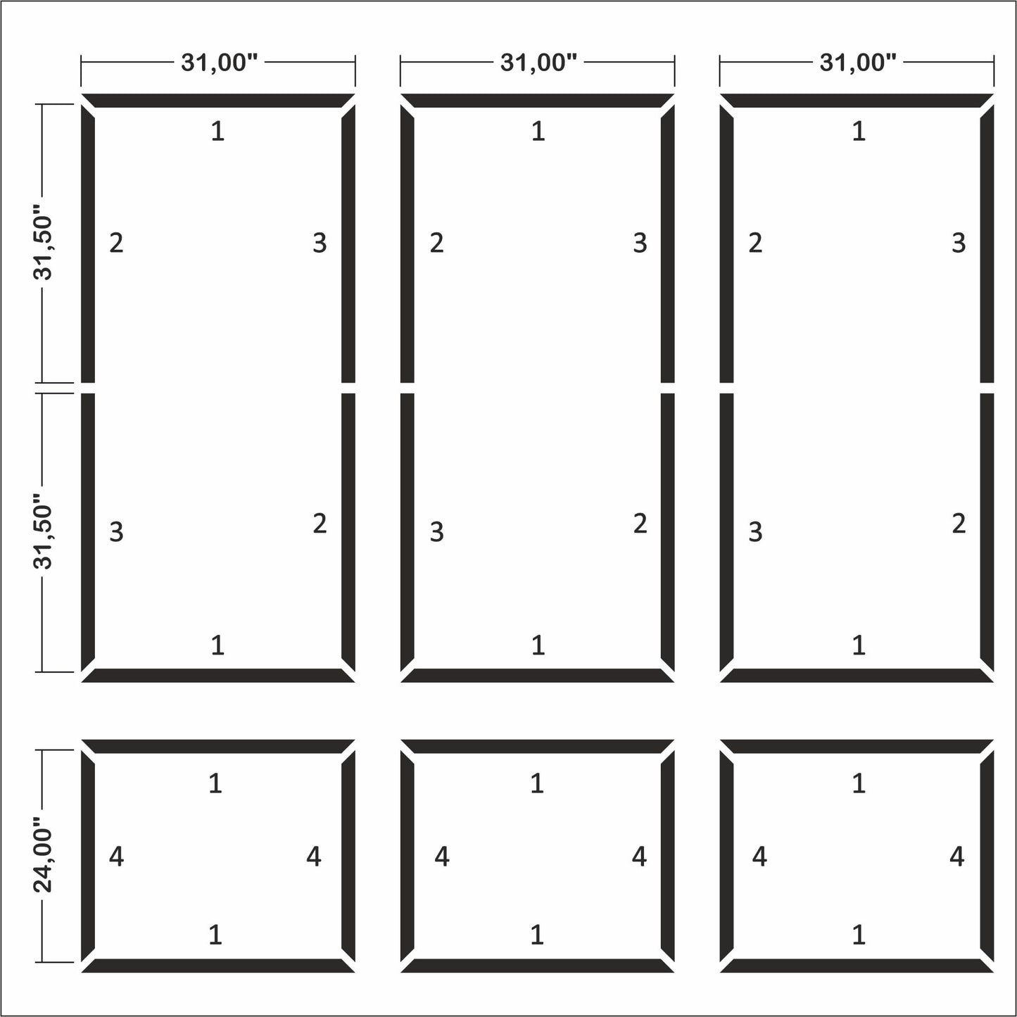 Birdeco Wall Molding Kit, Pre-Cut Wainscoting Panels, Ready to Assemble Moulding Trim for Accent Interior Decor, Easy Install for Living Room, Bedroom, Corridor & Office (3 Top & 3 Bottom Frames)
