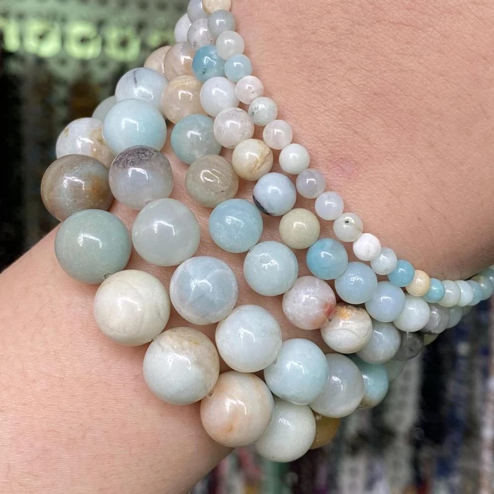 8mm 45pcs Natural Stone Beads Colorful Amazonite Gemstone Round Loose Beads for Jewelry Making DIY Bracelet Necklace Earrings15 Inch