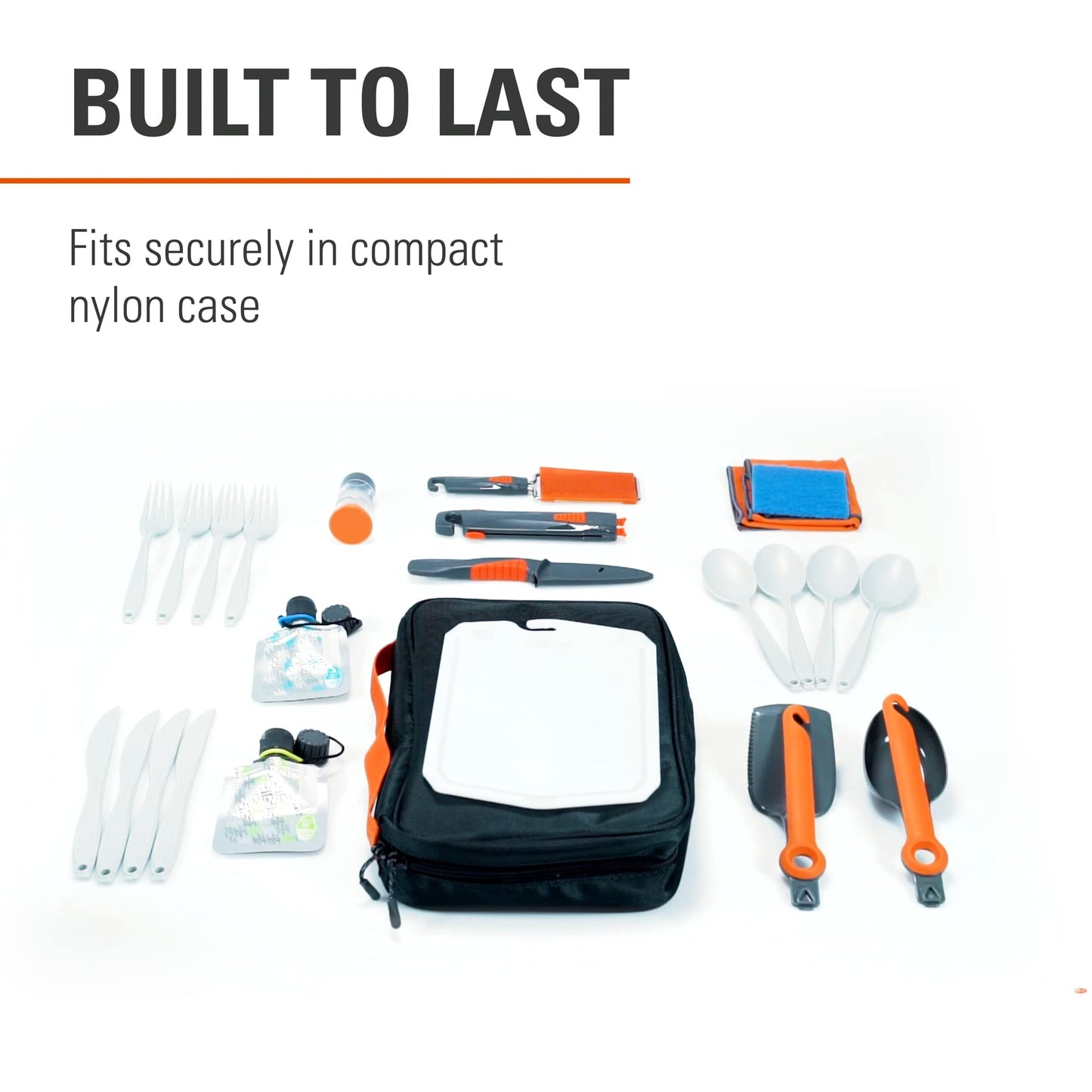 GSI Outdoors Destination Kitchen Set 24‑Piece, Full Camp Kitchen Kit, Cutlery for Persons, Pivot Tools, Spice Shakers & Carry Travel Case