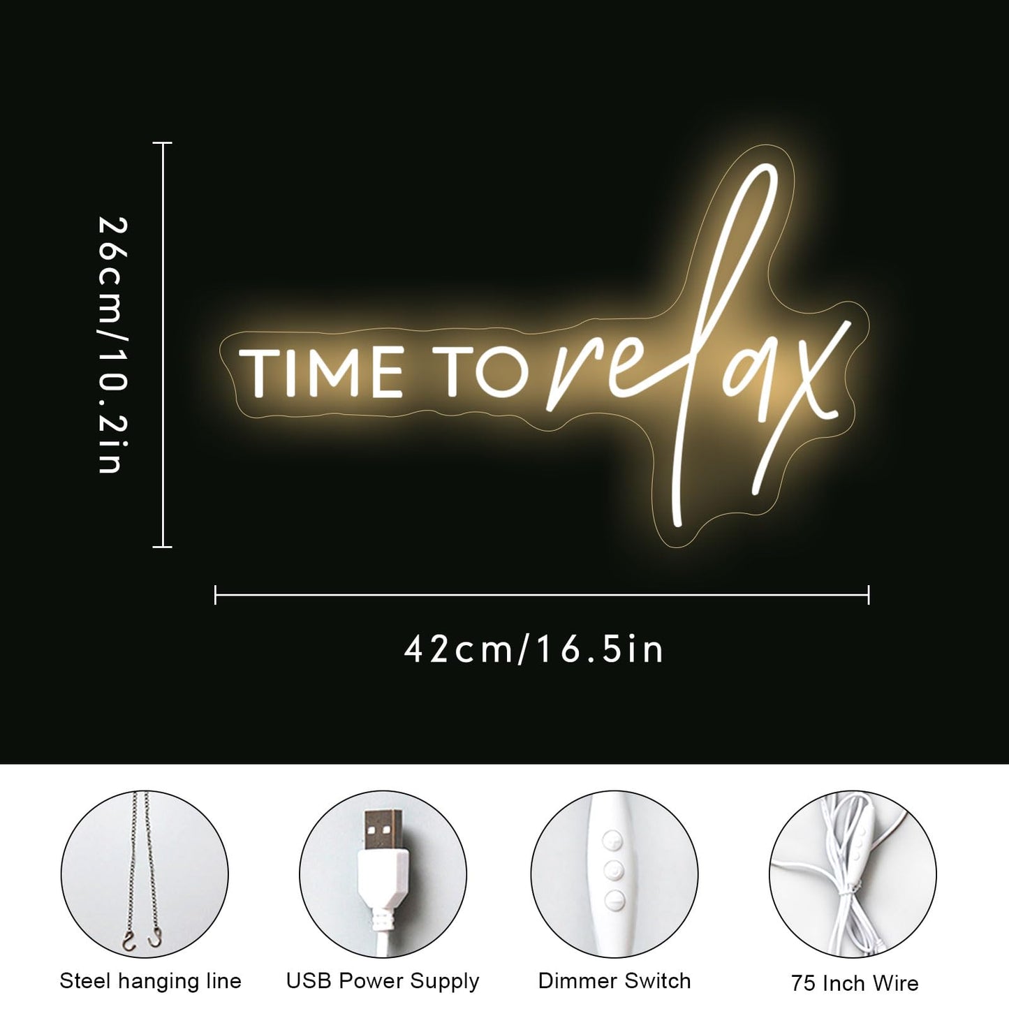 TIME To relax Warm White Led Neon Lights for Wedding Event Wall Decor Party Salon Bar Business Logo Beauty Salon Massage Parlor High-End Restaurant
