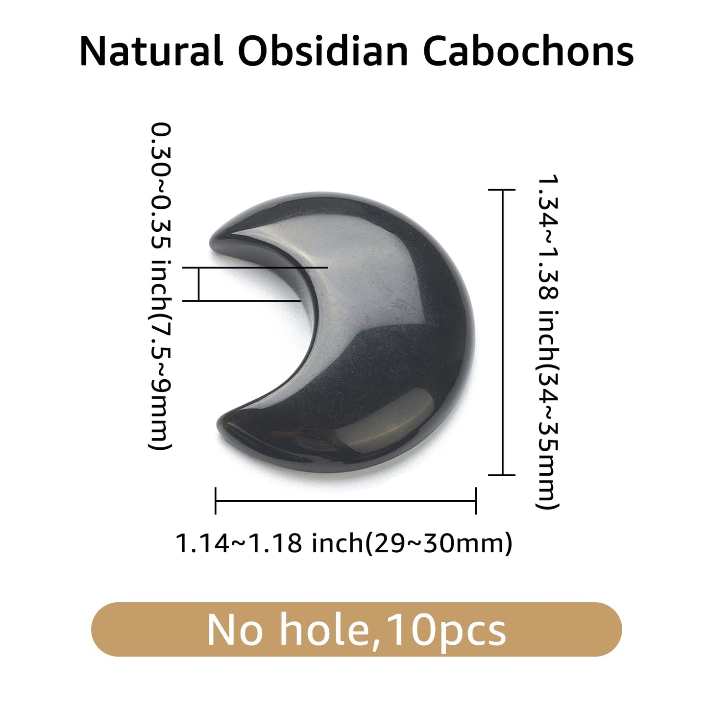 SUPERFINDINGS 10Pcs Natural Obsidian Cabochons Crescent Moon Black Gemstone Healing Crescent New Carved Stones Crystal Worry Stones for Jewelry Making Meditation Balancing Pendant Decor
