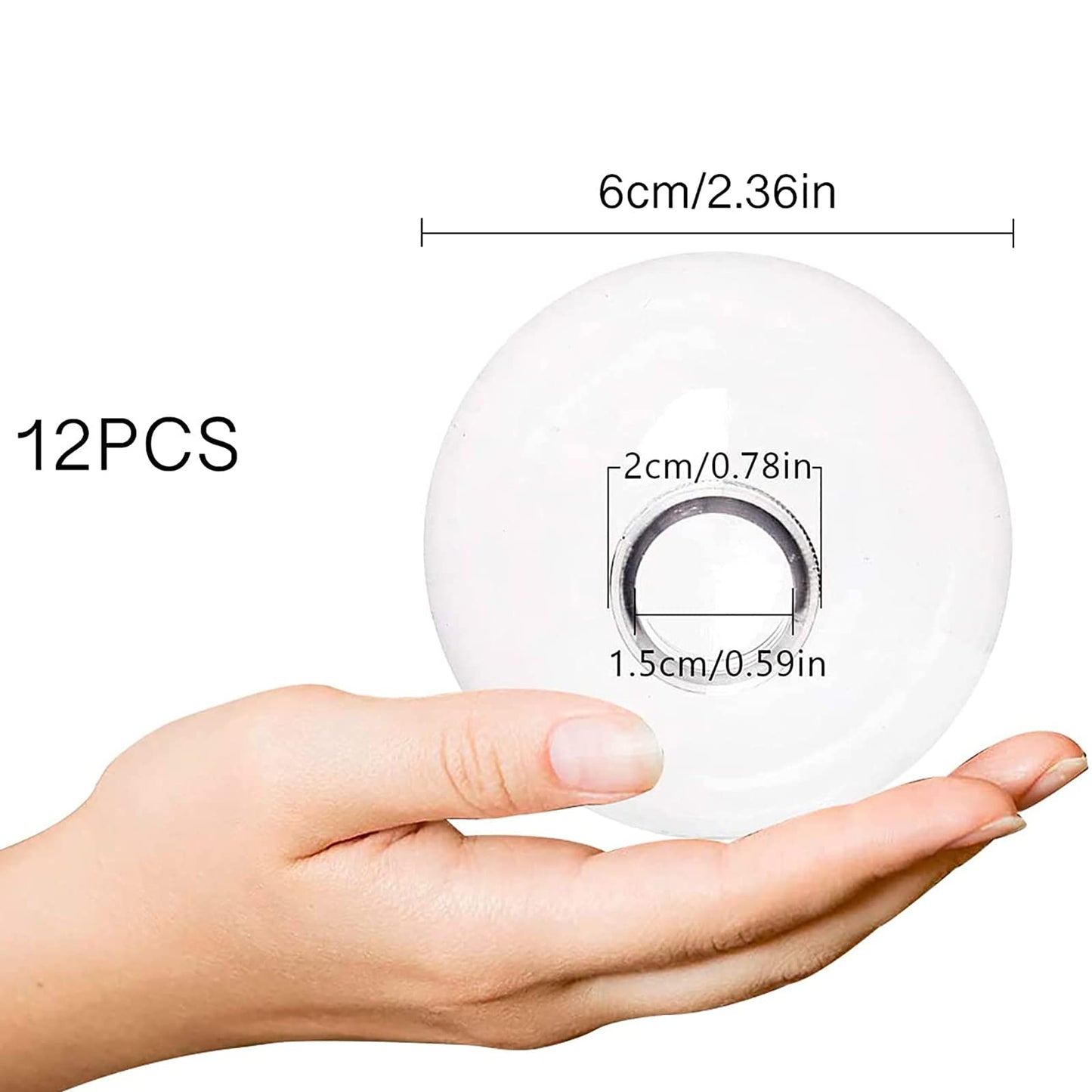 12 Pcs DIY Clear Plastic Fillable Balls Ornament, 2.36Inch Christmas Balls for Christmas, Halloween, Birthday, Wedding Decor, Crafts Decorations (60 mm)