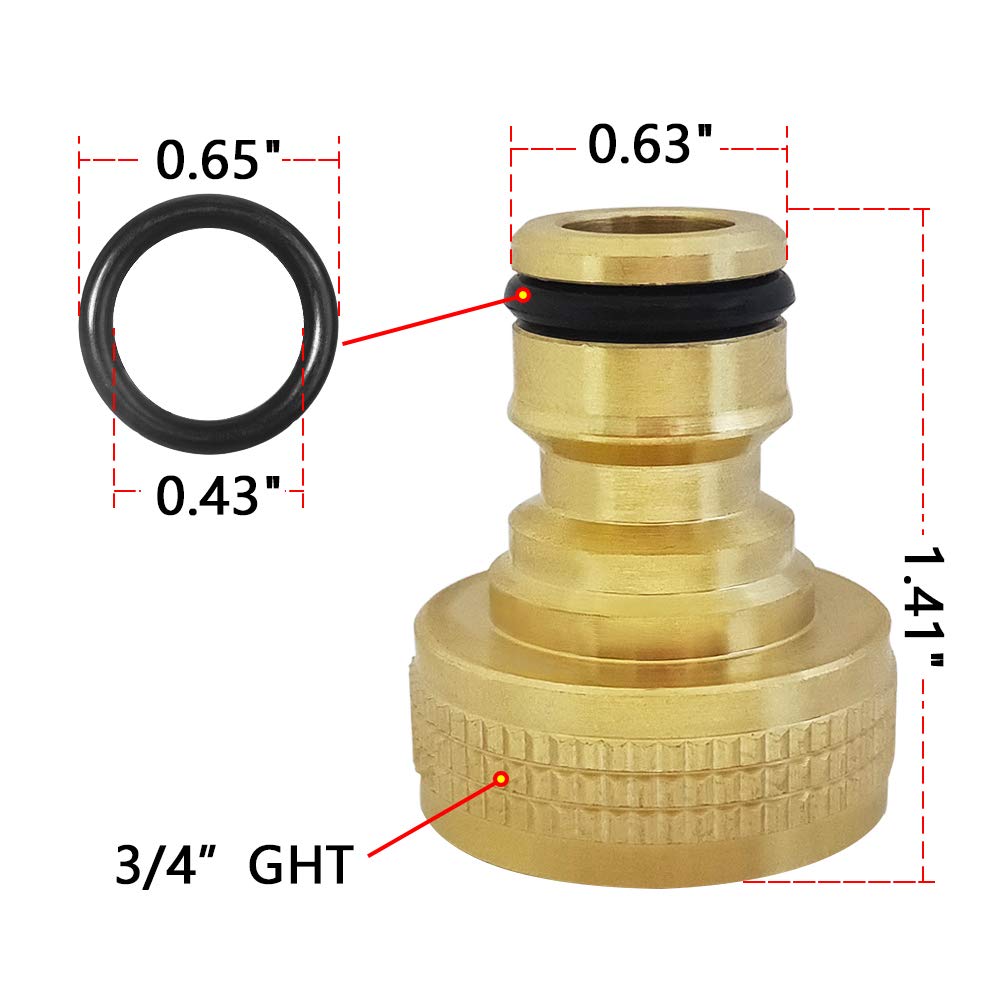 HQMPC Garden Hose Quick Connector Water Hose Quick Connect ¾ inch GHT Brass Easy Connect Fitting Quick Connect Hose Fittings Garden Hose Fitting Water Hose Connectors (3SETS)