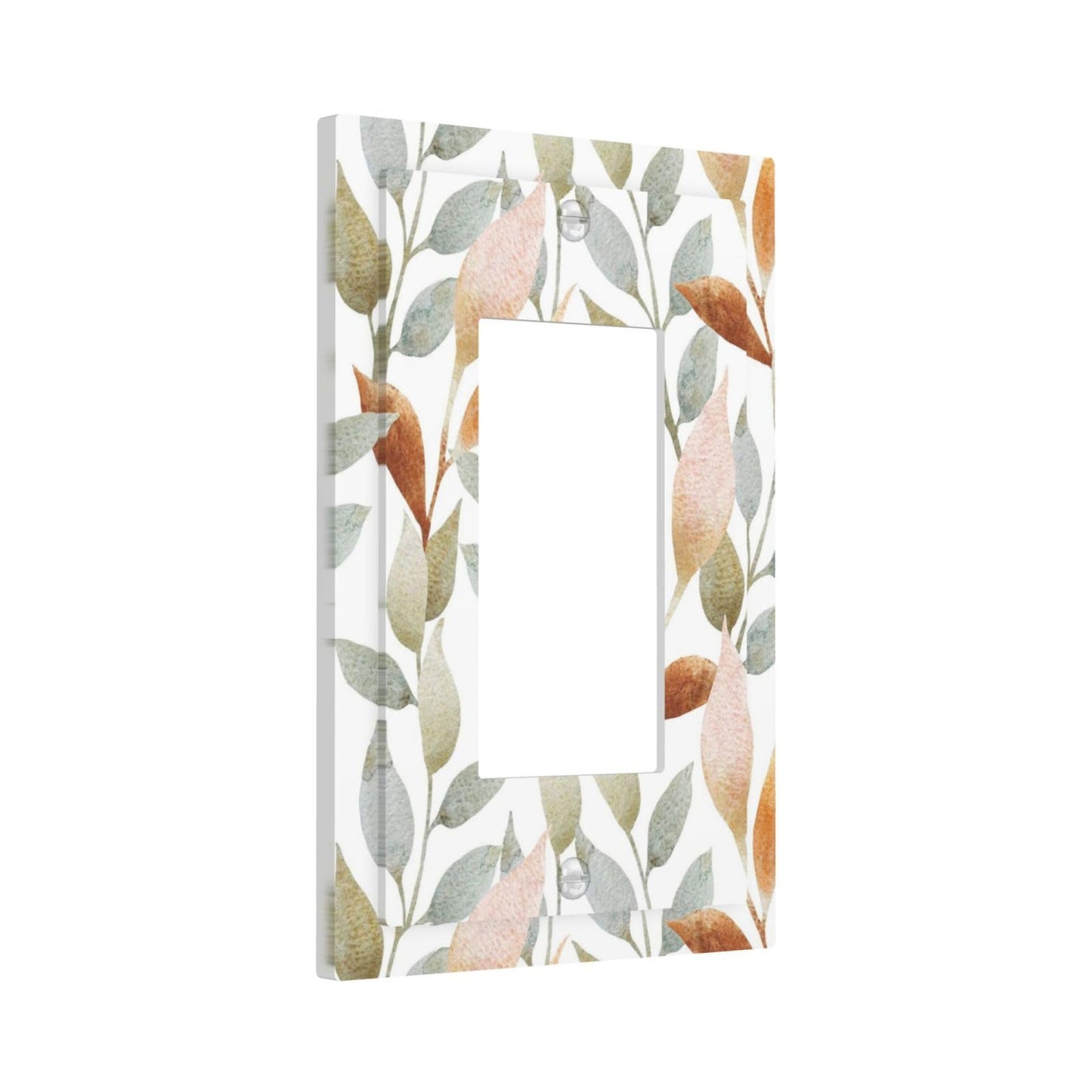 Bohemian Abstract Leaves 1 Gang Wall Plate Decorative Single Rocker Light Switch Cover Decora Switchplate Electrical GFCI Outlet Covers Faceplate 5 X 3 Inch