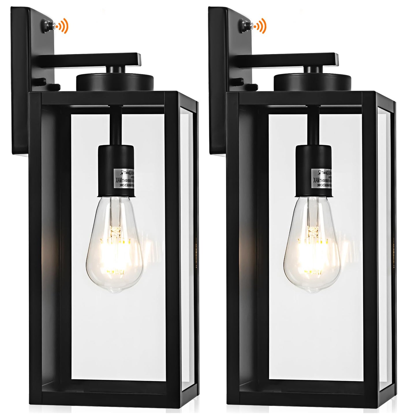 16-inch Dusk to Dawn Outdoor Wall Light Fixture, Large Black Exterior Wall Lantern Waterproof, Farmhouse Porch Sconce Lighting, Modern Wall-Mounted Outside Lights for House Garage, Patio Lamp, 2 Packs