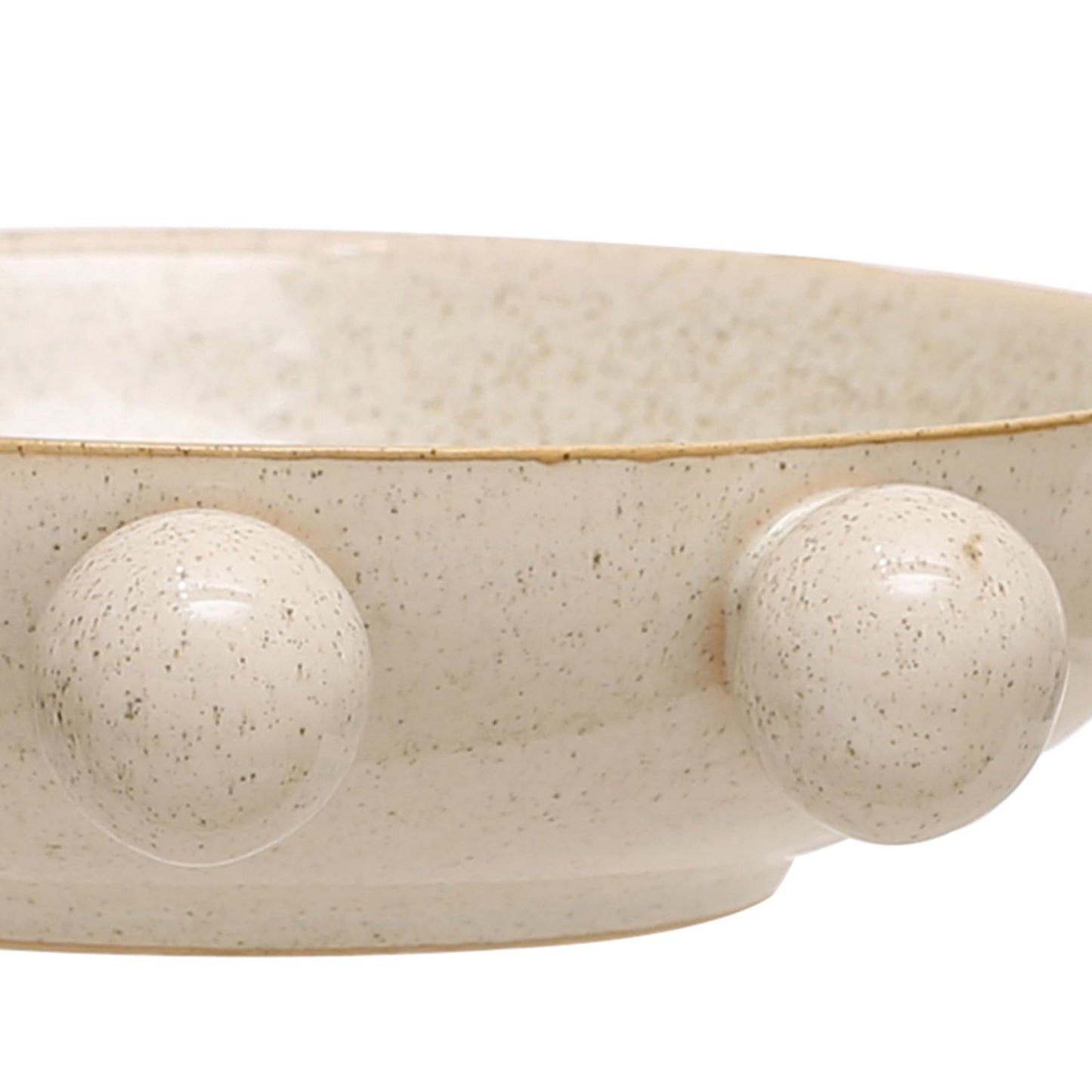 Bloomingville 9.75 Inches Stoneware Bowl with Orbs and Reactive Glaze, Cream