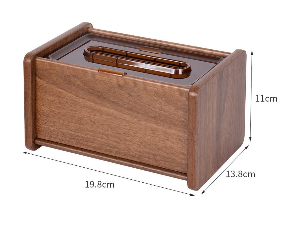 DJDBaihuo Wooden Paper Box Multi Functional Desktop Tissue Storage Box Home Paper Box Wooden Simple Creative Environmental Protection Living Room Bedroom Office (Wood Grain)