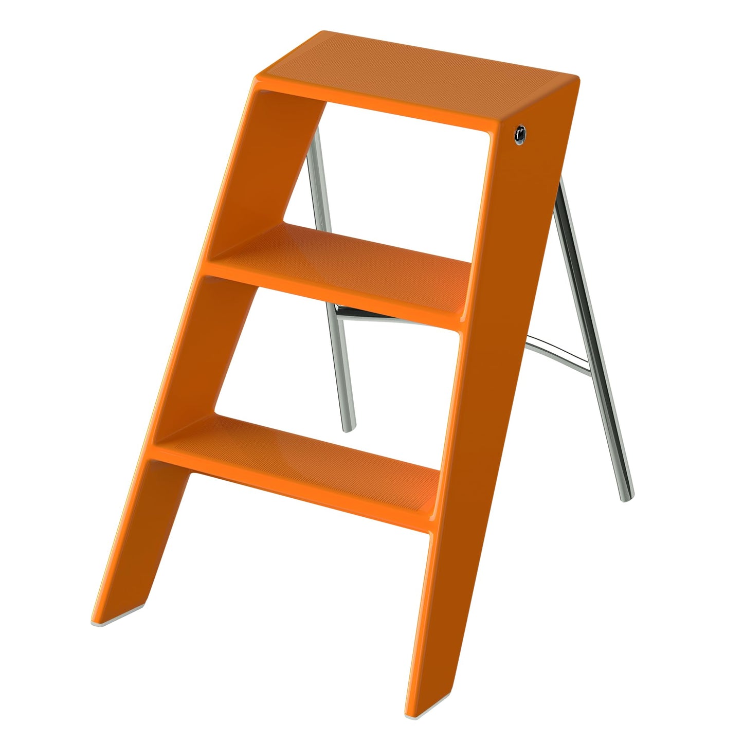 HOTEAGLE Ladder Shelf, Multifunctional 3-Tier Bookshelf, Stylish Bedroom Shelves Double as Bedside Table, Side Table for Home Living Room, Kitchen and Bedroom,Orange