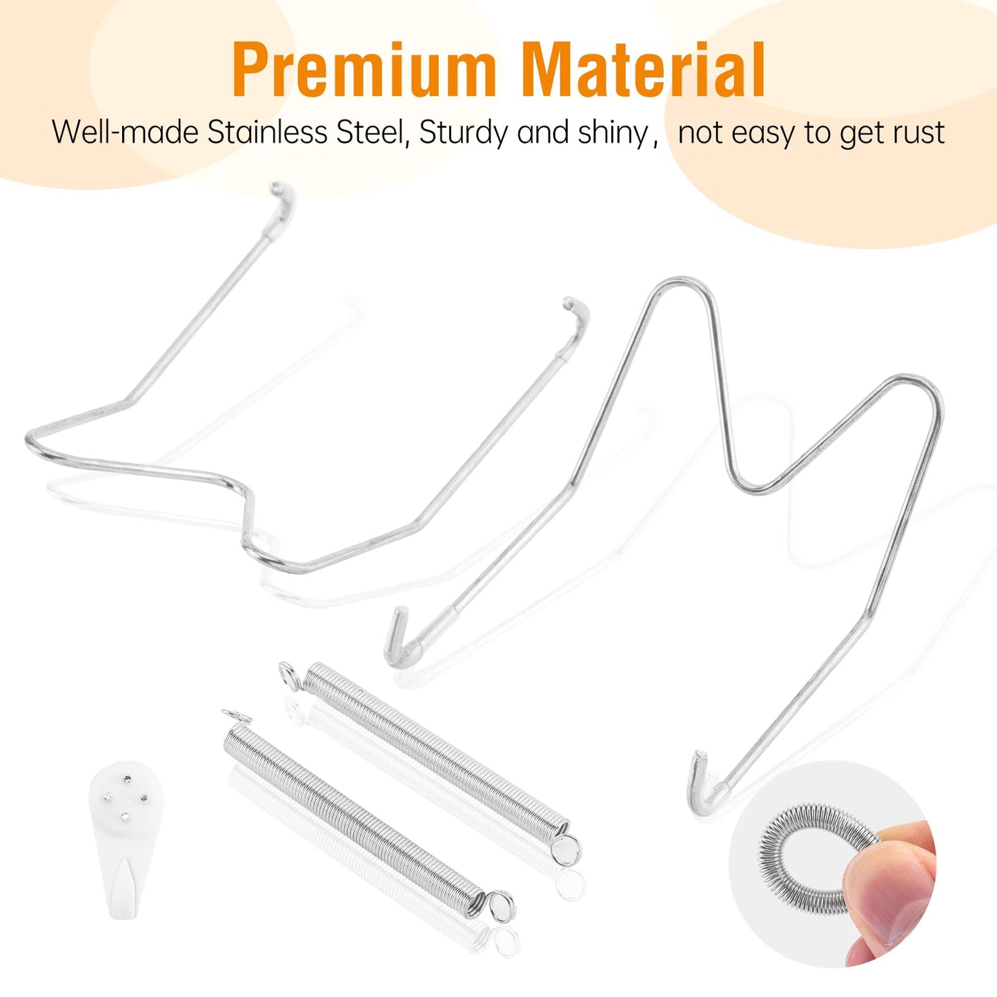 Bilillo Plate Hangers for The Wall, Suitable for 12-16 inch Decorative Plate, Stainless Steel Invisible Heavy Duty Wire Plate Holder with Wall Hooks, Plate Hangers for Displaying Plates, Silver