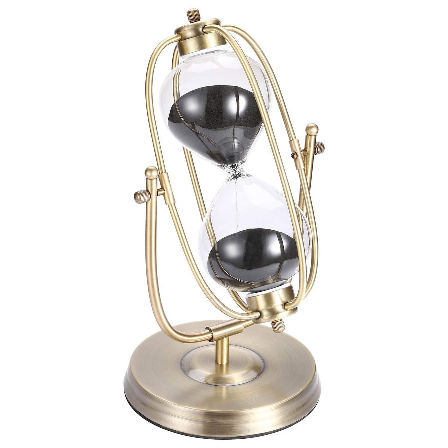 SuLiao 60 Minutes Hourglass Sand Timer, 360° Rotating Black Sand Clock, Metal Sand Watch 60 Min for Home Office Desk Decorative