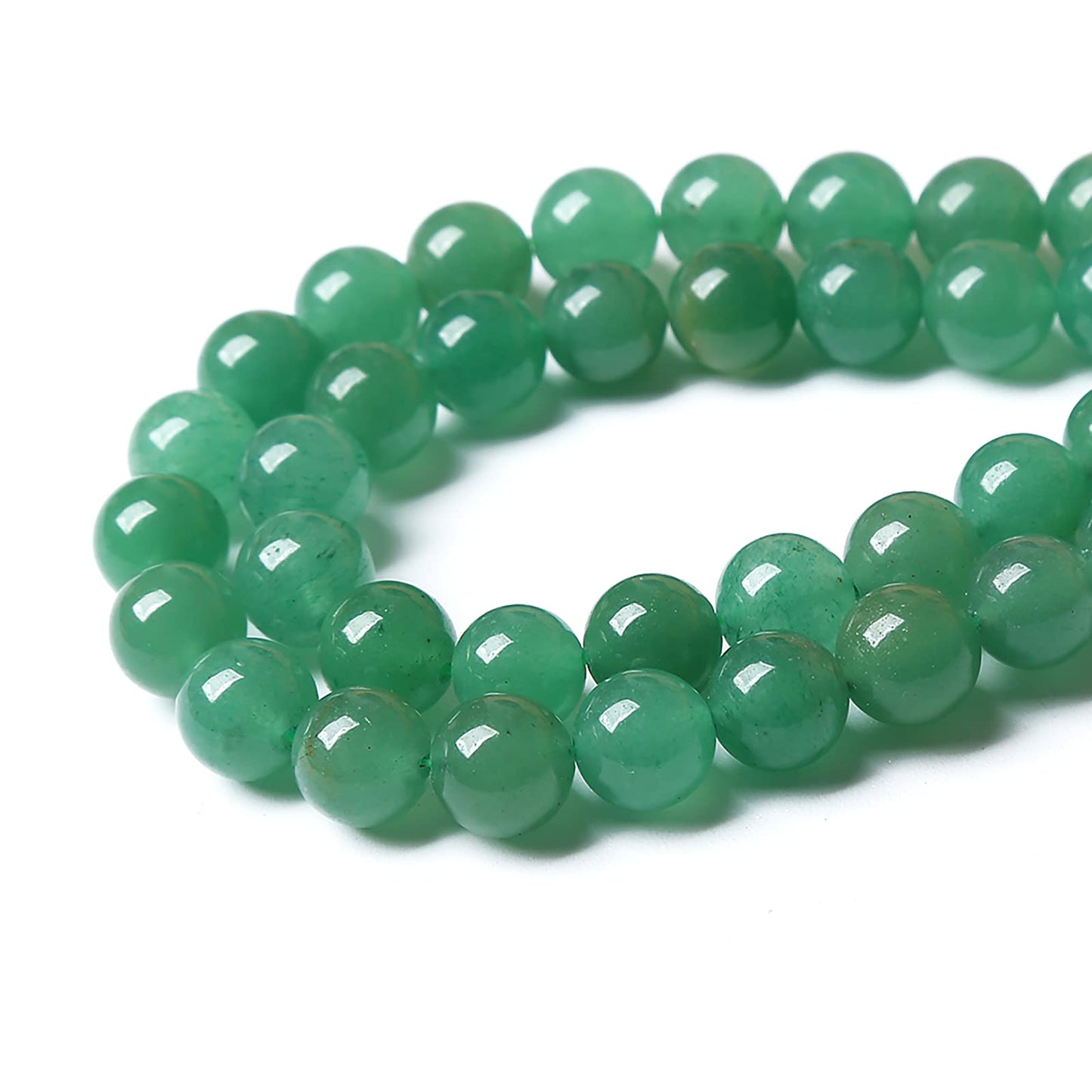 45pcs 8mm Natural Green Aventurine Beads Semi Precious Round Smooth Gemstones Beads for Jewelry Making DIY Necklaces Bracelets