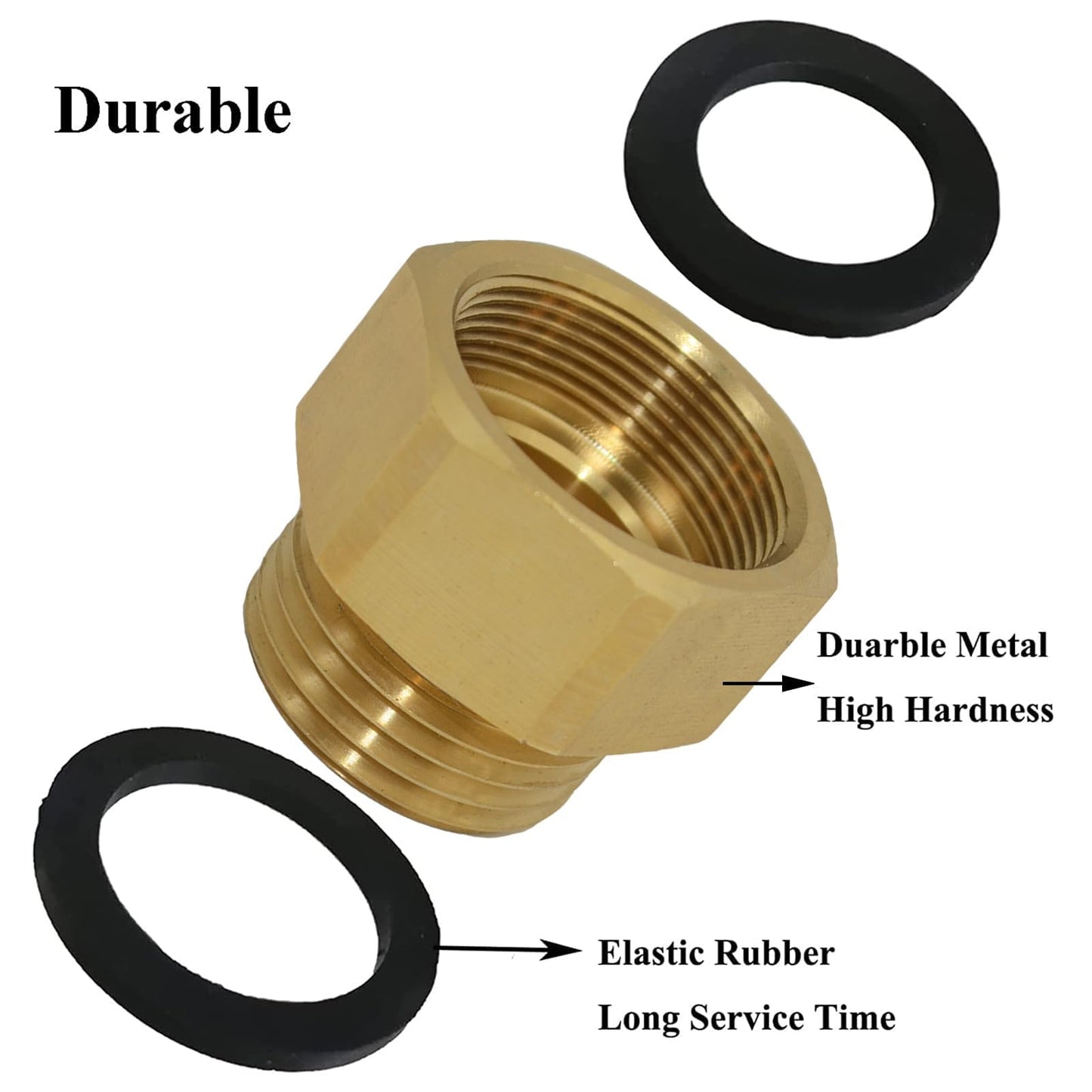 2 Pcs Hose Bib Adapter with Washers 1-1/16" Fine Thread (Female), to 3/4 GHT Male Hoses, 1'' ID, Faucet Fitting