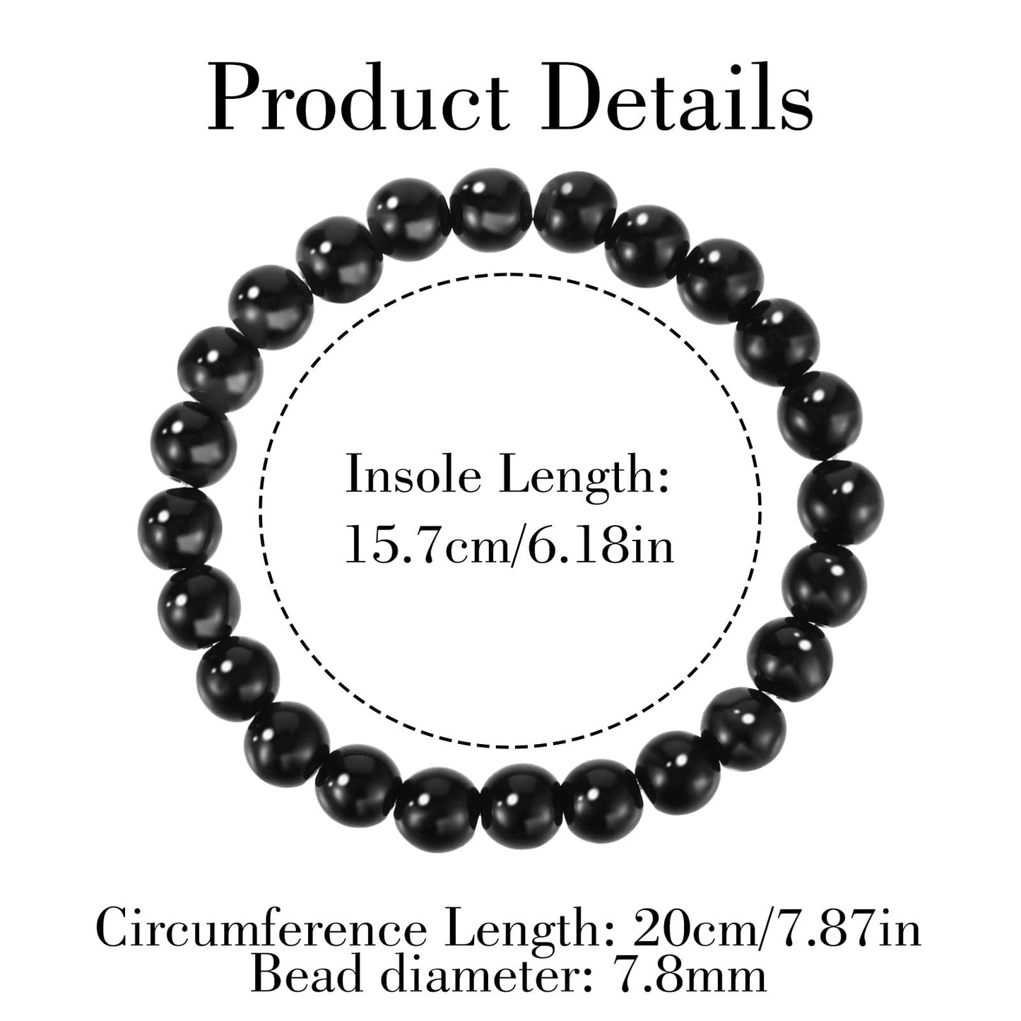 Heclia 2Pcs Black Obsidian Bracelet for Women Men, 8MM Natural Stone Stretch Beaded Bracelet, Healing Crystal Energy Jewelry for Stress Relief Yoga Gifts