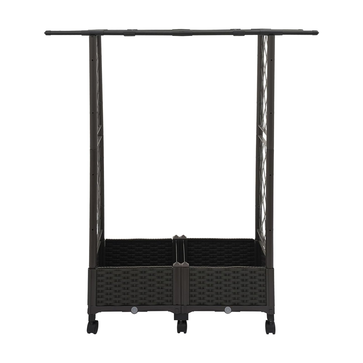 TFCFL Planter with Trellis Raised Garden Beds,Trellis Planter Self-Watering Box with Wheels,Outdoor Vegetable Flower Privacy Planter Box for Backyard Balcony Patio