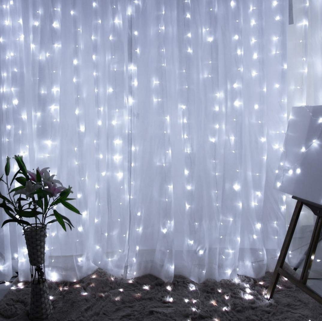 TORCHSTAR 9.8FT × 9.8FT Window Curtain Light, Extendable String Light Kit, Pure White, 8 Modes Outdoor Easter & Spring for Party, Wedding, Restaurant, Festival, Hotel, Bar, Home, Patio, Garden