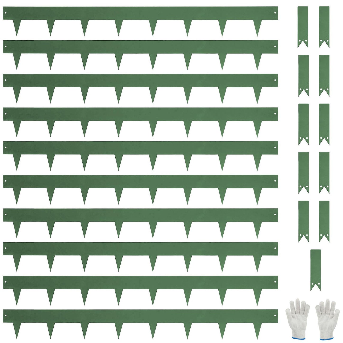 Pmango 10-Pack Galvanized Steel Landscape Lawn Edging - 4.5 inch Height Green Powder Coated Bendable Metal Strips - Hammer-in Edge Border - Yard Pathway Divider 40 inch Each(33Ft Total), #LYLB45GN-US
