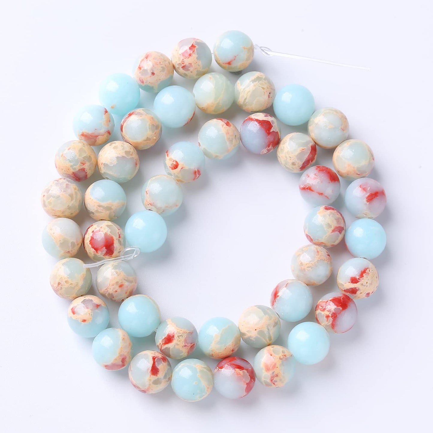 60PCS 6mm Natural Blue Jasper Beads Longevity Mountain Stone Round Loose Spacer Beads for Jewelry Making DIY Energy Stone Healing Power Bracelet 15"(6mm, Blue Jasper)