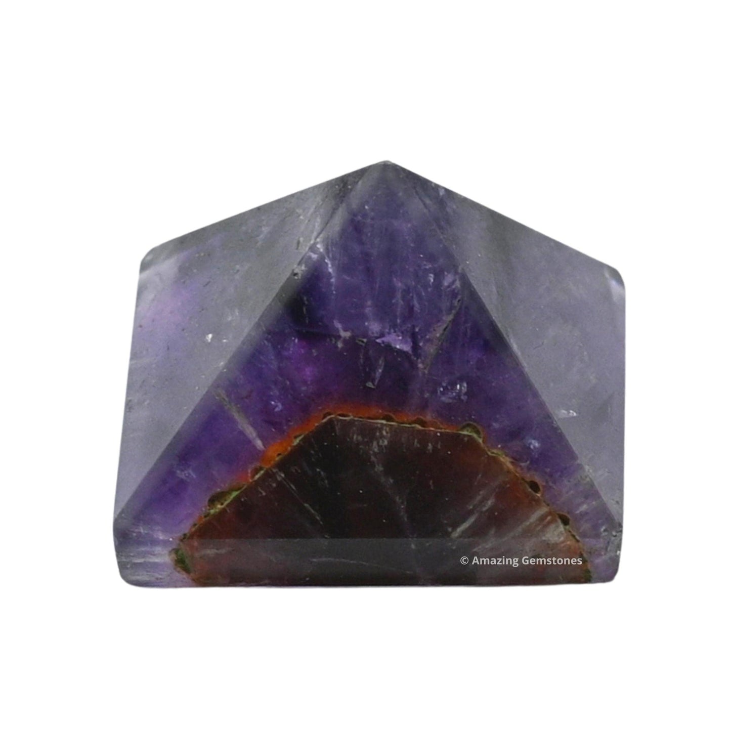 Amazing Gemstone Amethyst Chevron Pyramid Crystal Healing Stones - 1" Great Pyramid Figurine of Natural Stone Pyramid for Meditation, Reiki, Chakra Balancing and Crystal Pyramids Grid