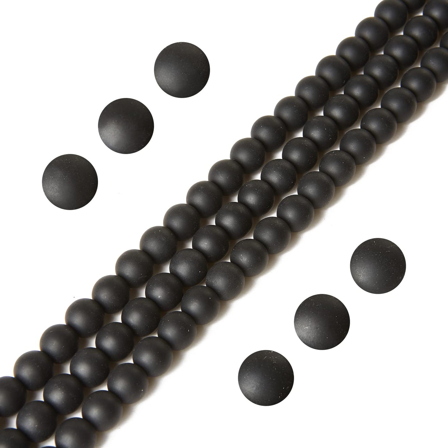 100pcs 6mm Matte Black Beads Natural Gemstone Beads Round Loose Beads for Jewelry Making