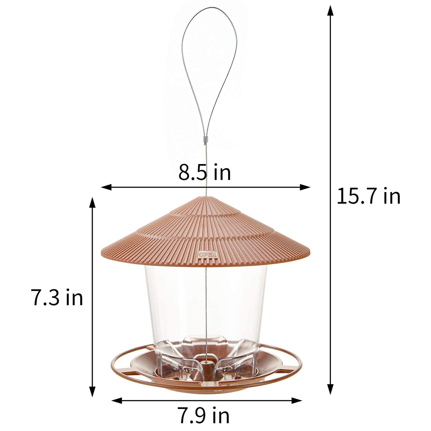 Hanizi Bird Feeder Outdoor Hanging for Wild Bird Seed, Brown