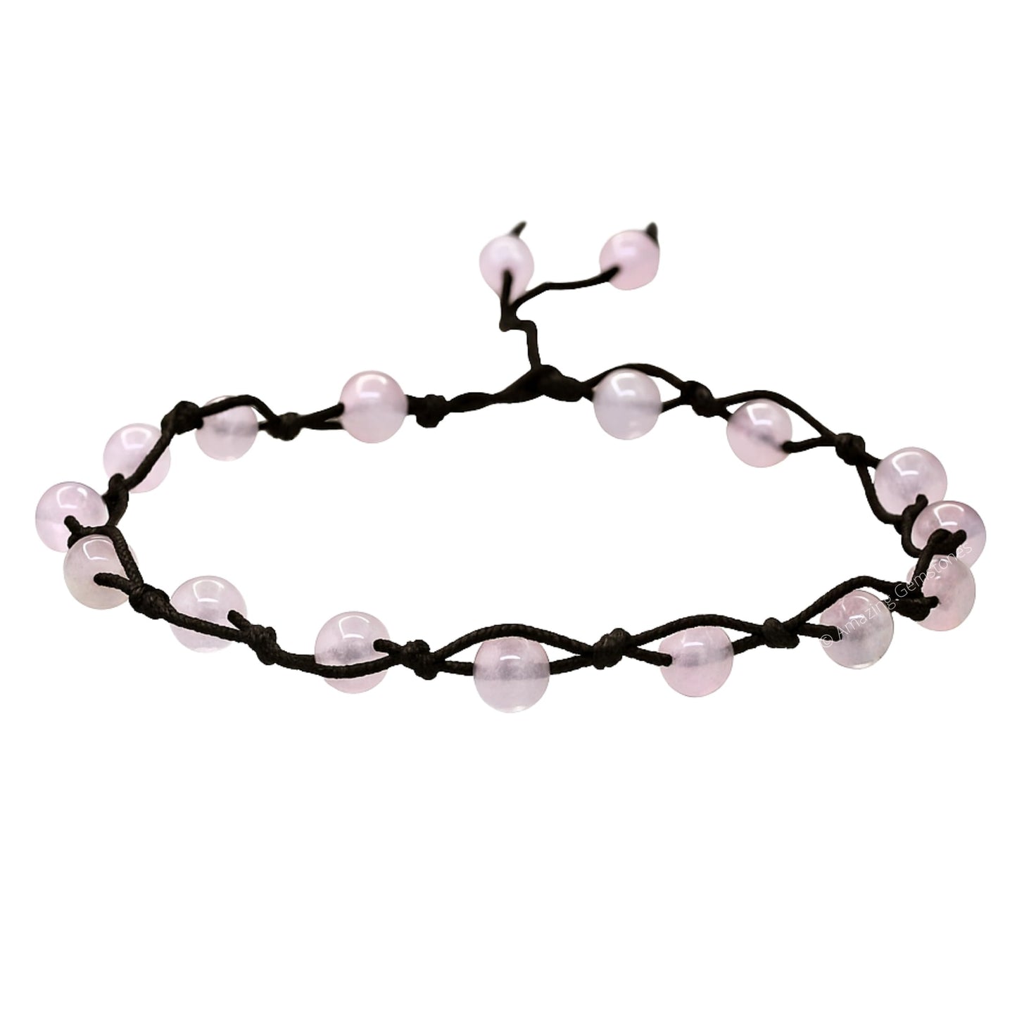 Amazing Gemstone Rose Quartz Anklet Ankle Bracelets for Women - Waterproof Beaded Healing Crystal Anklets, Plus Size Chakra Gemstone Bead Anklet (Stretchy Adjustable - Hand Knotted)
