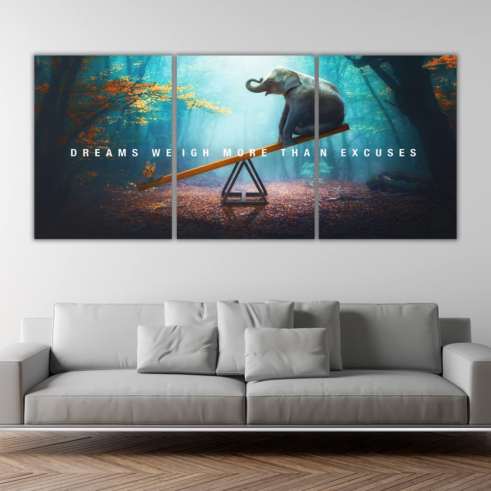 Yetaryy Motivational Poster Inspirational Wall Art 3 Pieces Canvas Painting Lion Artwork for Living Room Office Modern Home Decor Prints Pictures Wall Decor Framed Ready to Hang [36''Wx 16''H]