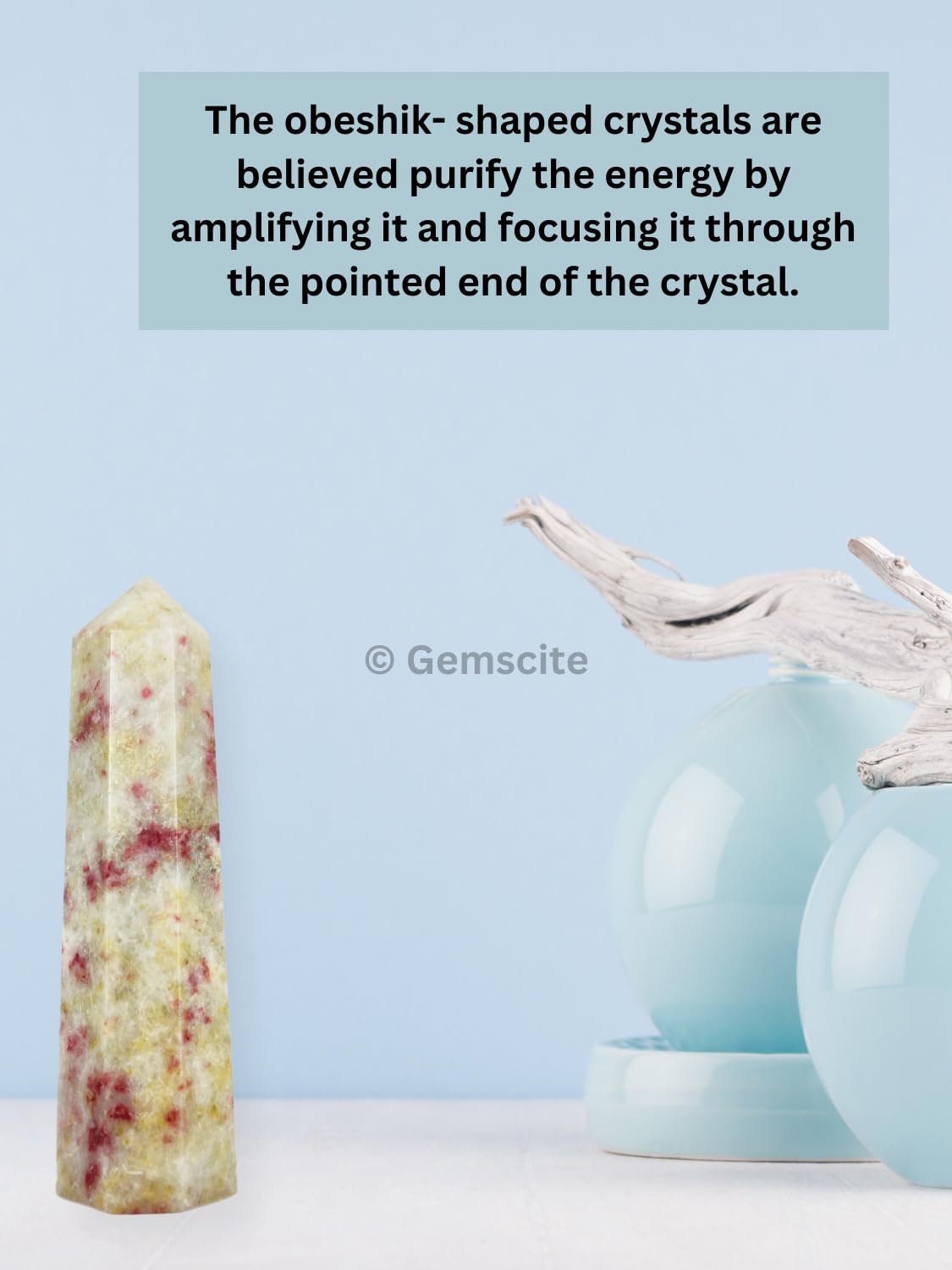 WholesaleGemShop 3 Inch (70 mm) Gemstones Cinnabarite Obelisk Tower Jumbo Facet Aura Rock Crystal Natural Polished Earth Wand Spirit