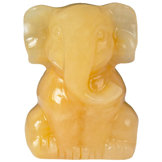 Ytbeoxk 2 Inch Crystal Elephant Decor Statues, Yellow Calcite Cute Sitting Elephant Figurines, Reiki Healing Crystal Carved Animal Statues, Home Office Desk Hand Carved Decor Gifts for Women