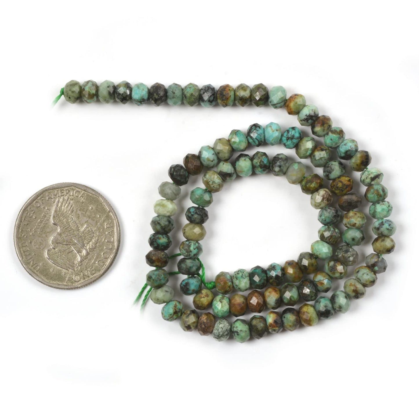 6mm Natural African Turquoise Faceted Rondelle Loose Beads Jewelry Making DIY Bead 16 Inch