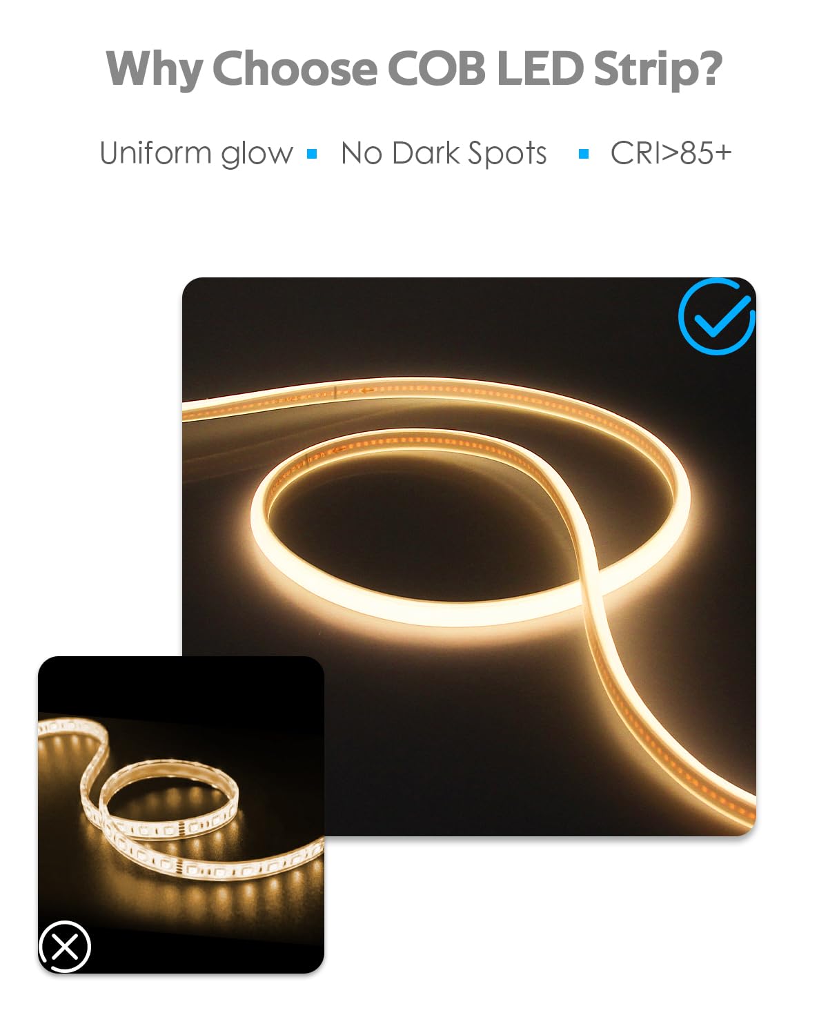Samsion 100FT COB Led Rope Lights Outdoor Led Strip Lights Waterproof AC 110V~120V Warm White 3000K Super Brightness Flex Cob Light for Garden Patio Building Commerical Dimmable with Remote Controller
