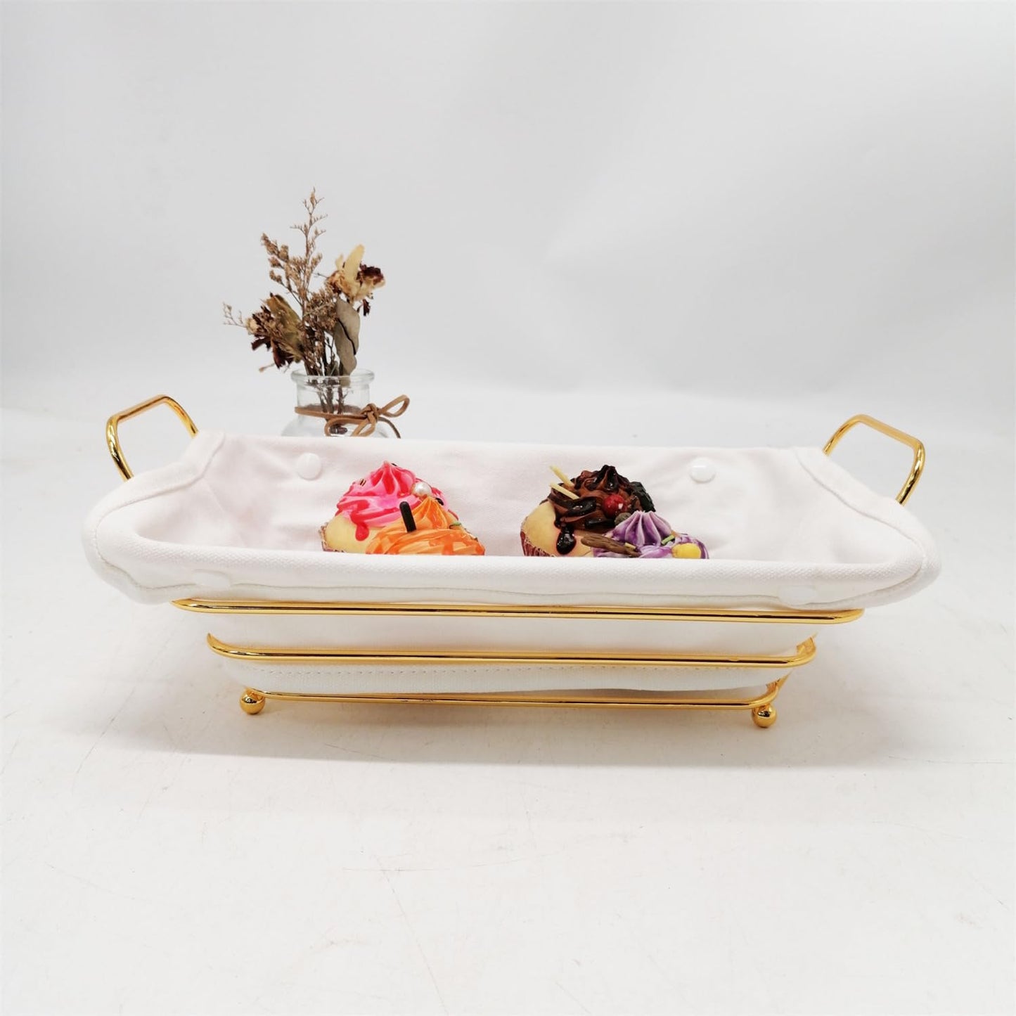 Gold Baskets for Bread Serving, Parties Gold Wire Basket for Fruit Vegetables Bread (2)
