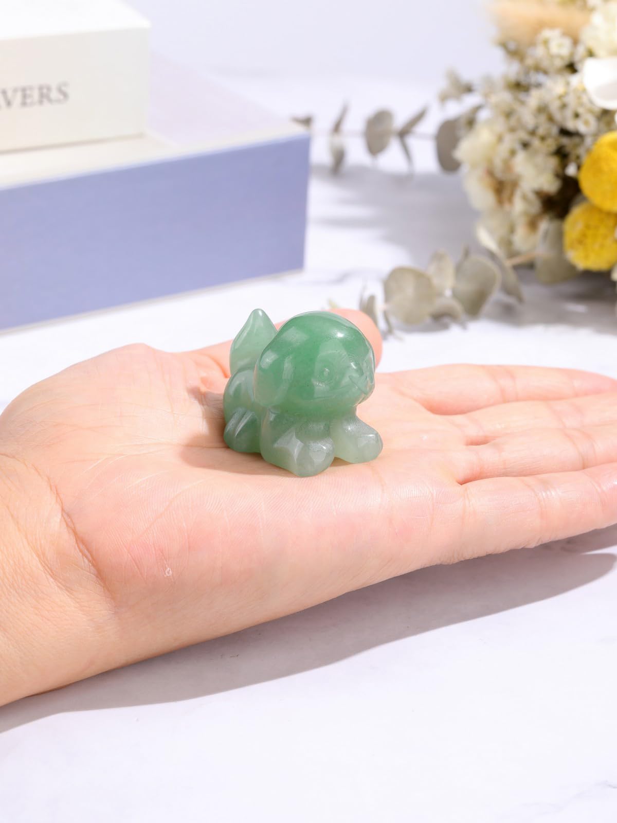 CrystalTears Green Aventurine Crystal Dog Figurine, 1.5” Healing Gemstone Dogs Puppy Statue Ornament for Home Office Decor, Cute Lucky Crystals Dogs Gifts for Gifts for Women Dog Lovers Men Christmas